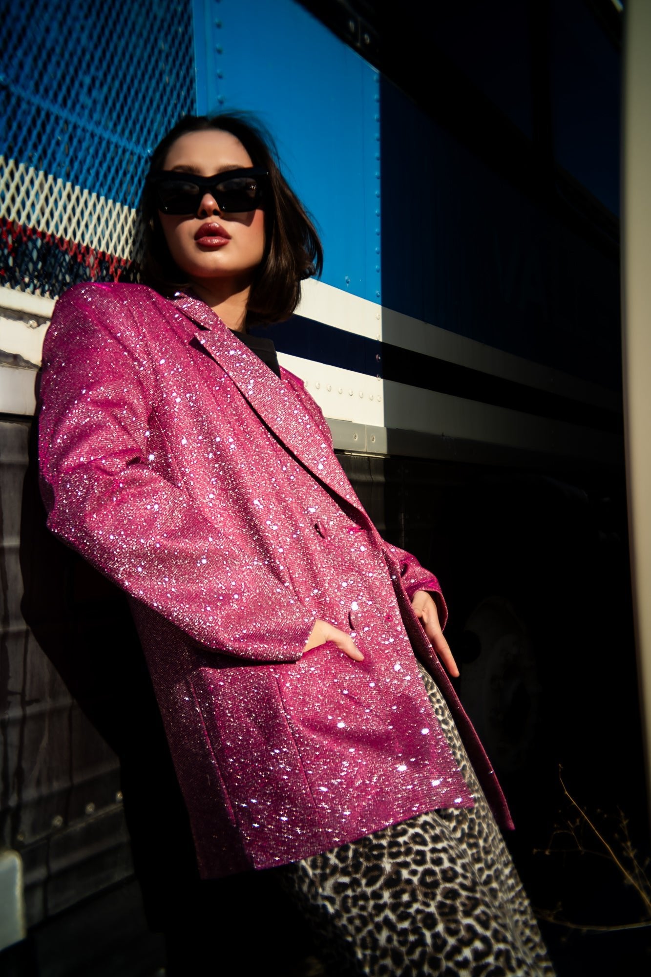 To The Disco Sparkle Boyfriend Blazer in Pink - Dressed in Lala