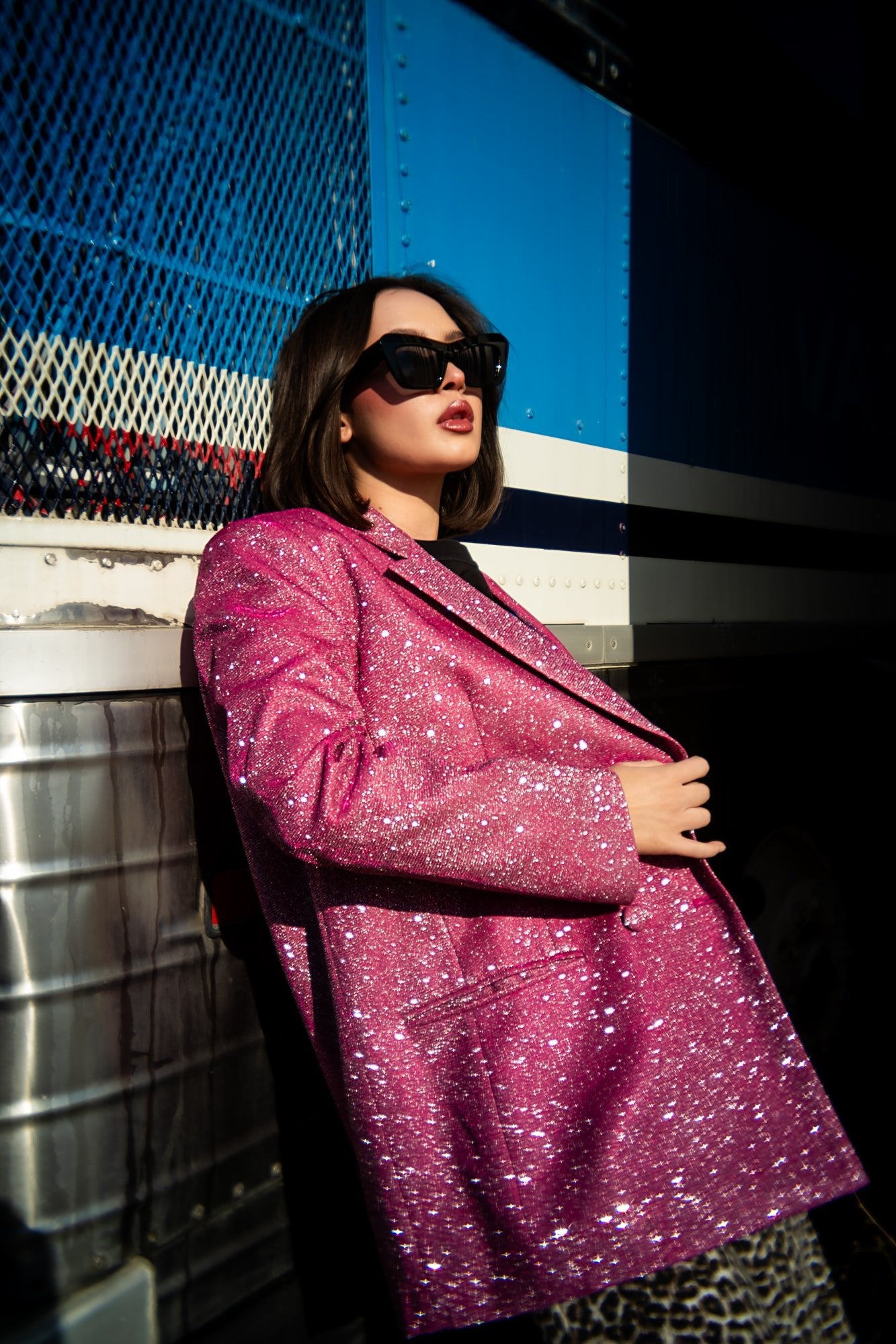 To The Disco Sparkle Boyfriend Blazer in Pink - Dressed in Lala