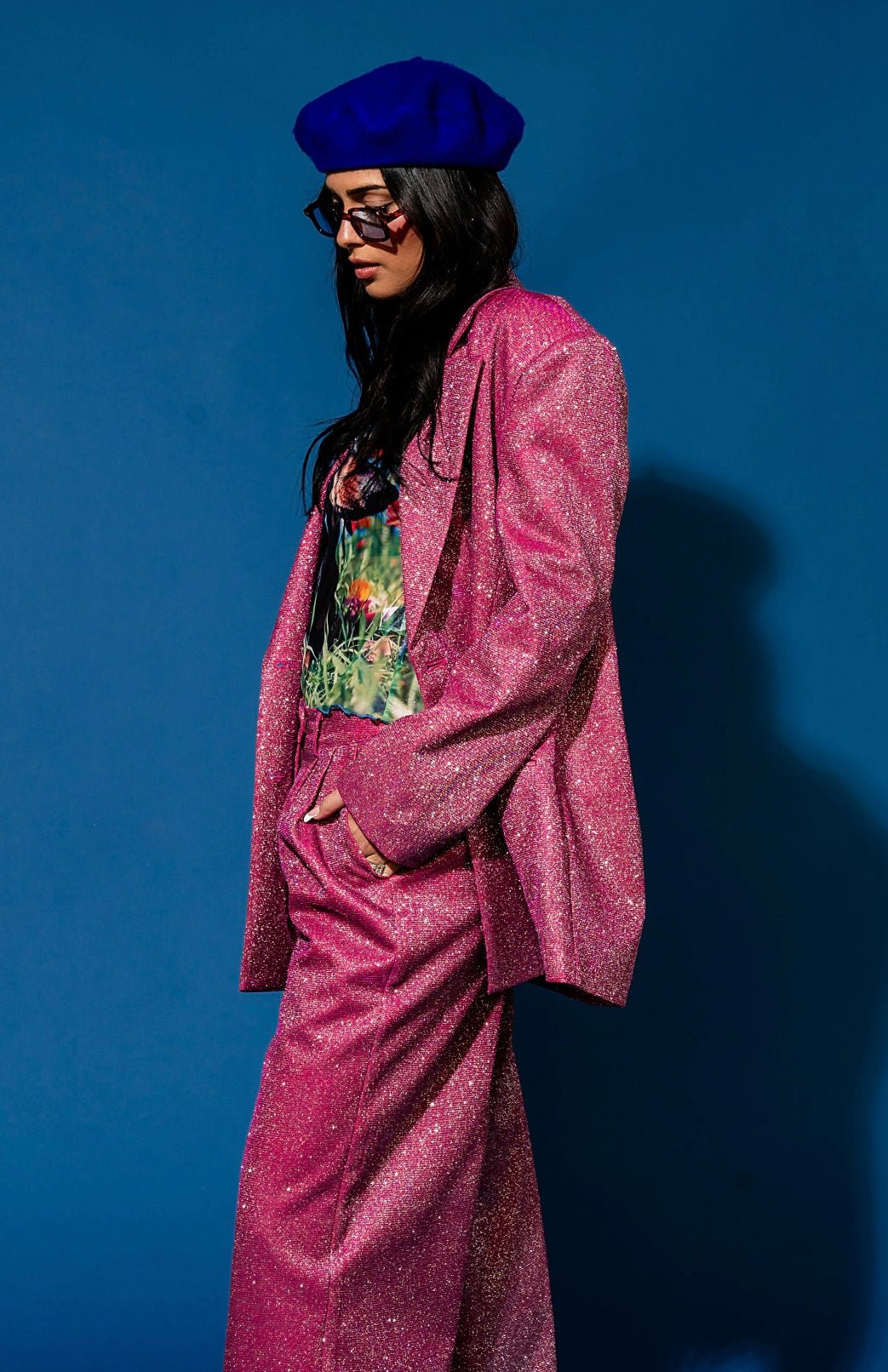 To The Disco Sparkle Boyfriend Blazer in Pink - Dressed in Lala