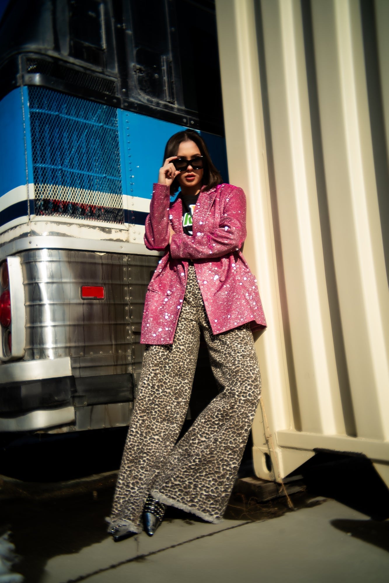 To The Disco Sparkle Boyfriend Blazer in Pink - Dressed in Lala