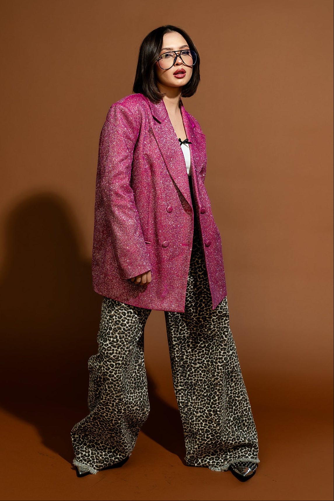 To The Disco Sparkle Boyfriend Blazer in Pink - Dressed in Lala