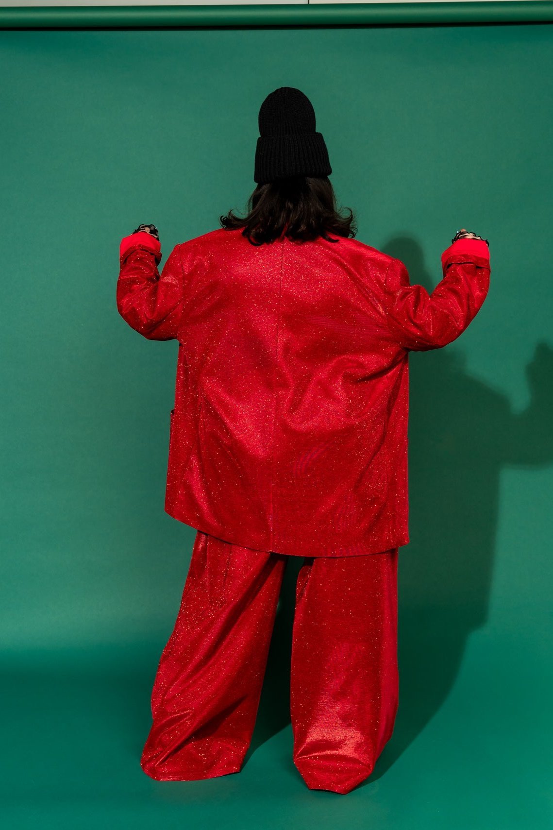 To The Disco Sparkle Boyfriend Blazer in Ruby Red - Dressed in Lala