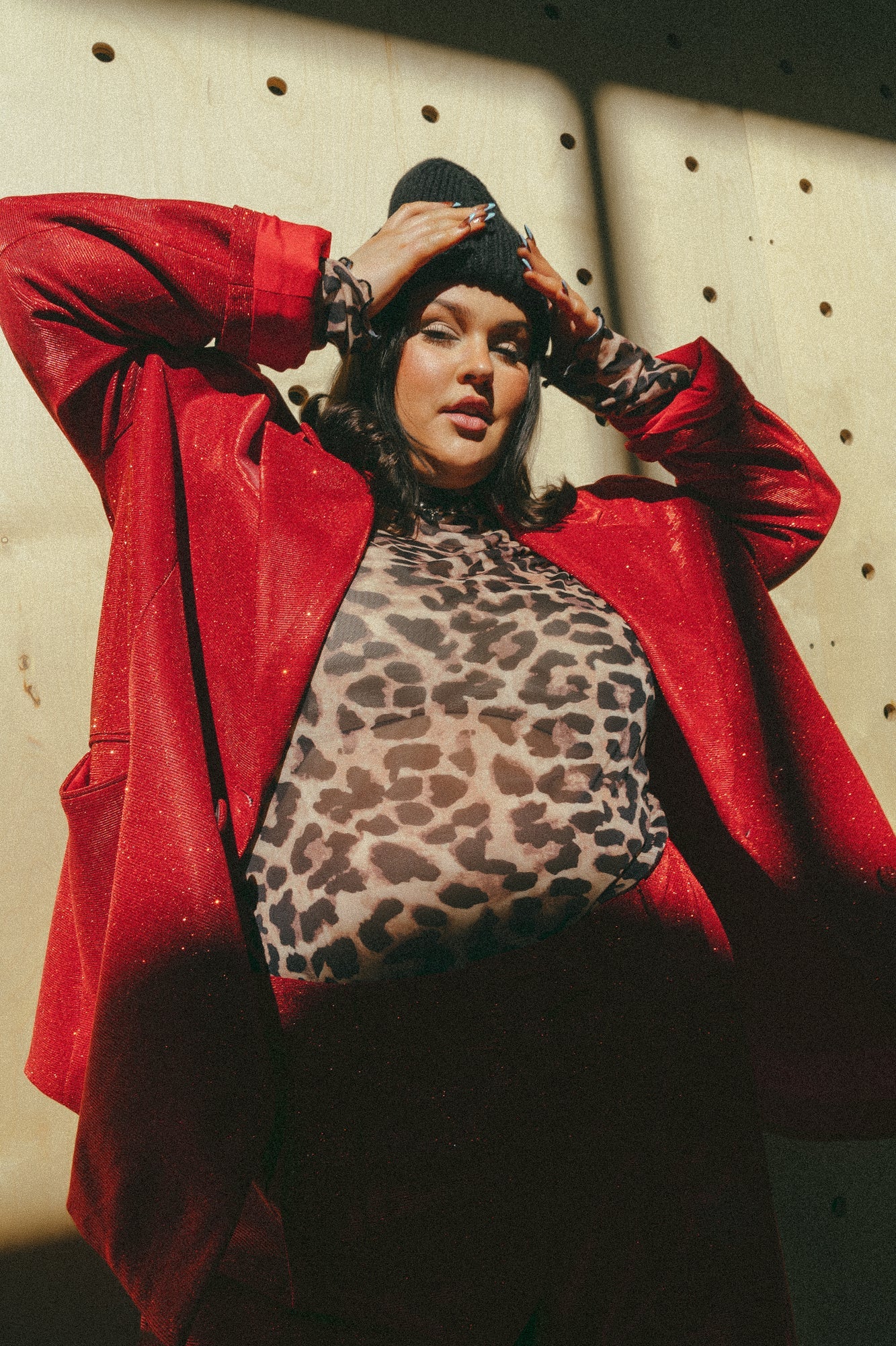 To The Disco Sparkle Boyfriend Blazer in Ruby Red - Dressed in Lala