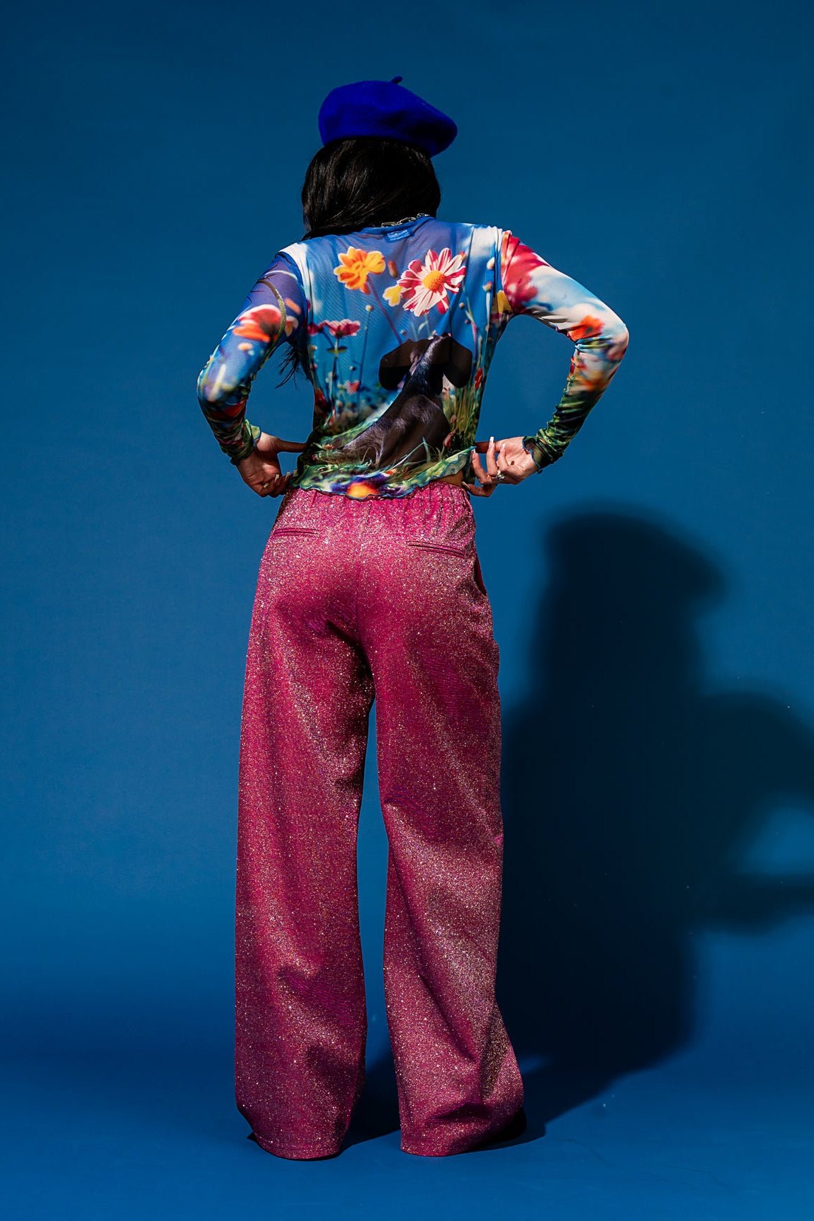 To The Disco Sparkle Wide Leg Trouser in Pink - Dressed in Lala