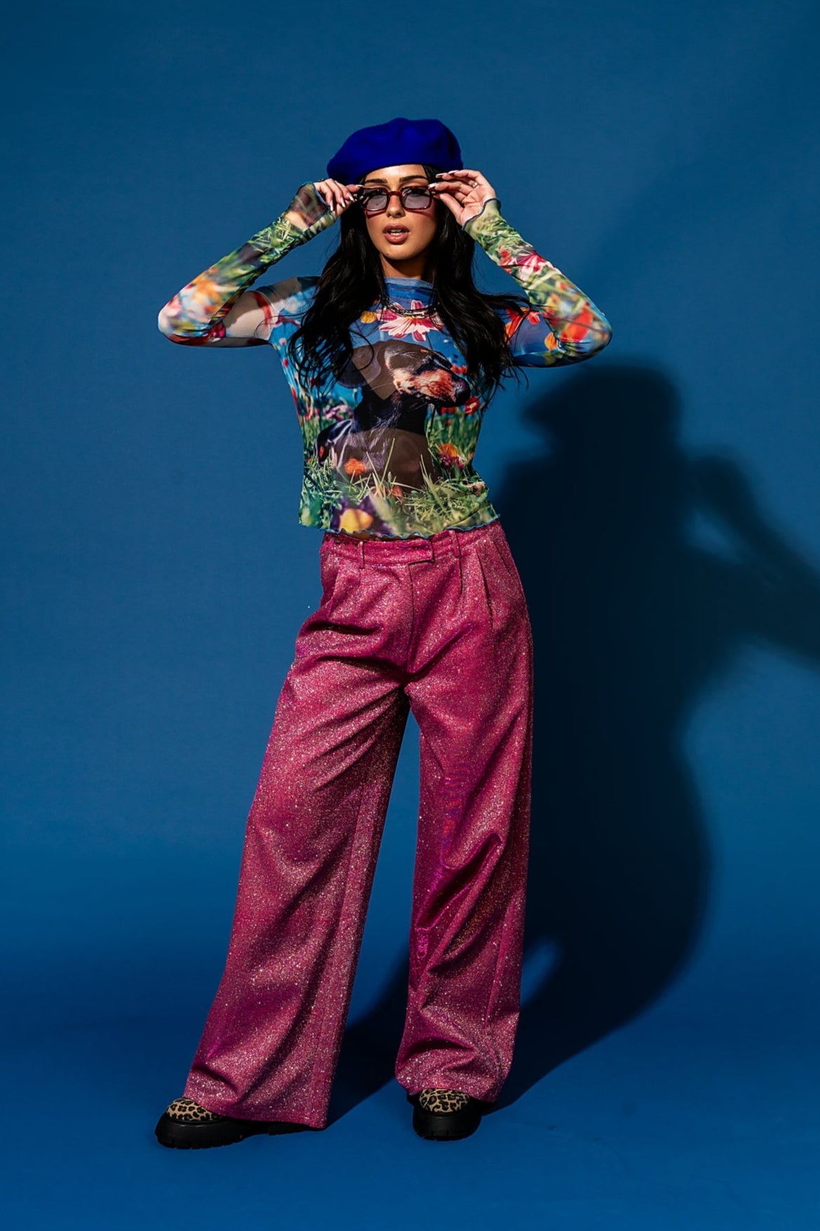 To The Disco Sparkle Wide Leg Trouser in Pink - Dressed in Lala