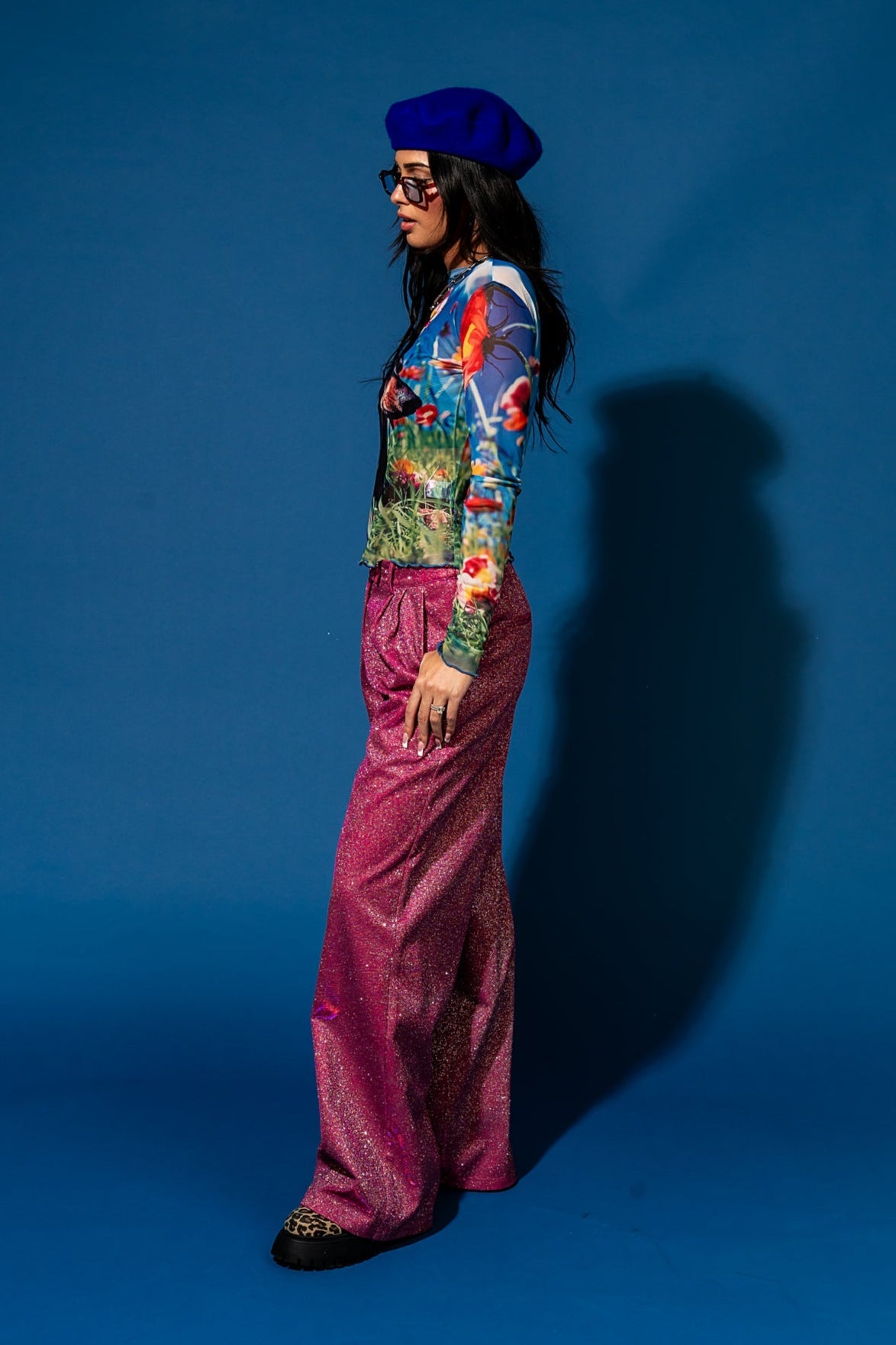 To The Disco Sparkle Wide Leg Trouser in Pink - Dressed in Lala