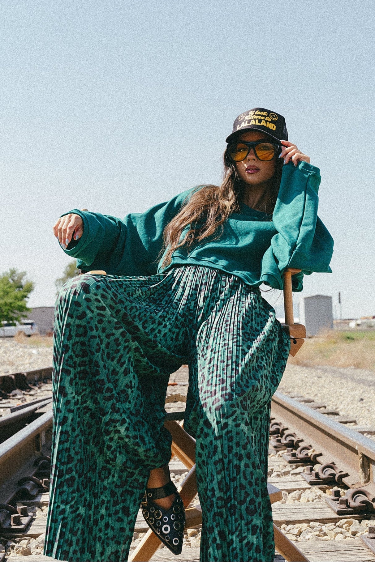 Total Knock Out Pleated Boxer Pants in Emerald Leopard - Dressed in Lala