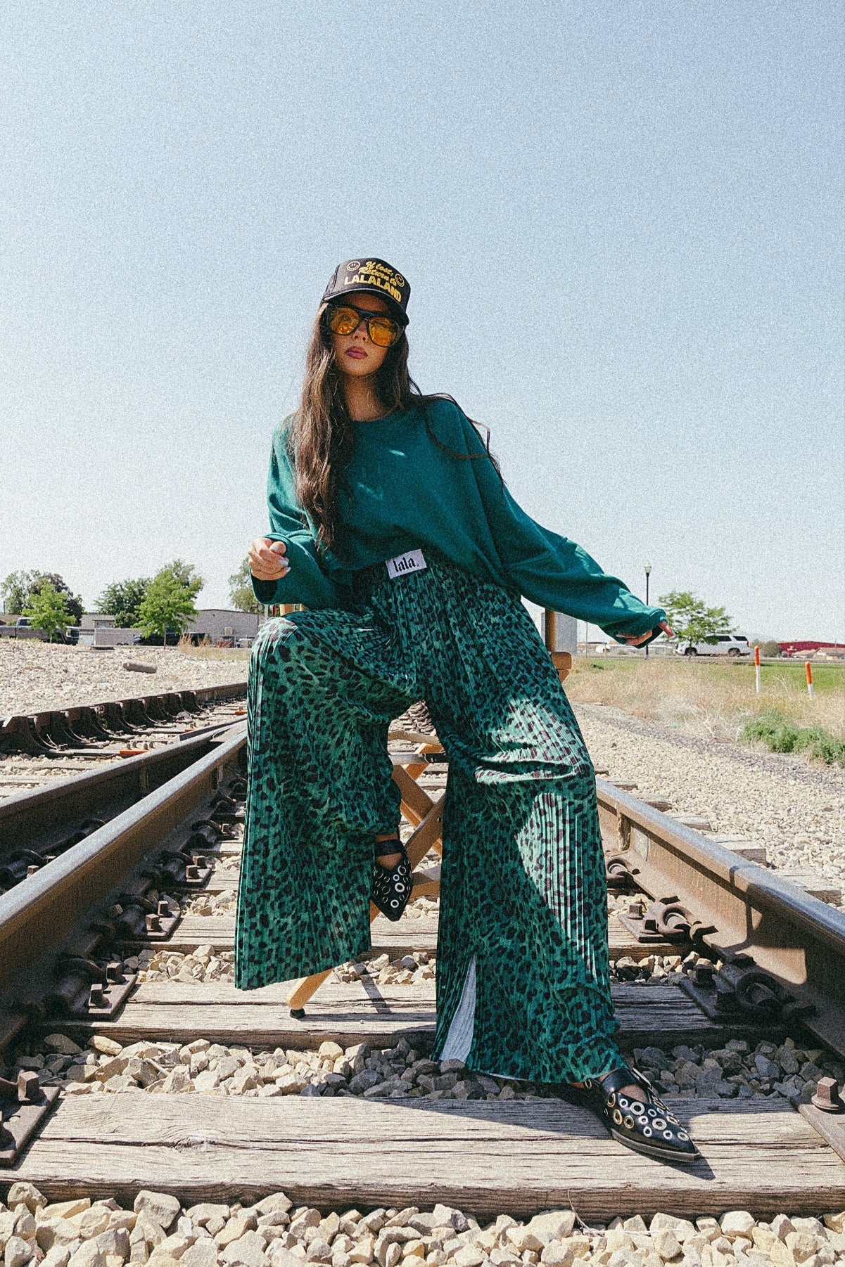 Total Knock Out Pleated Boxer Pants in Emerald Leopard - Dressed in Lala