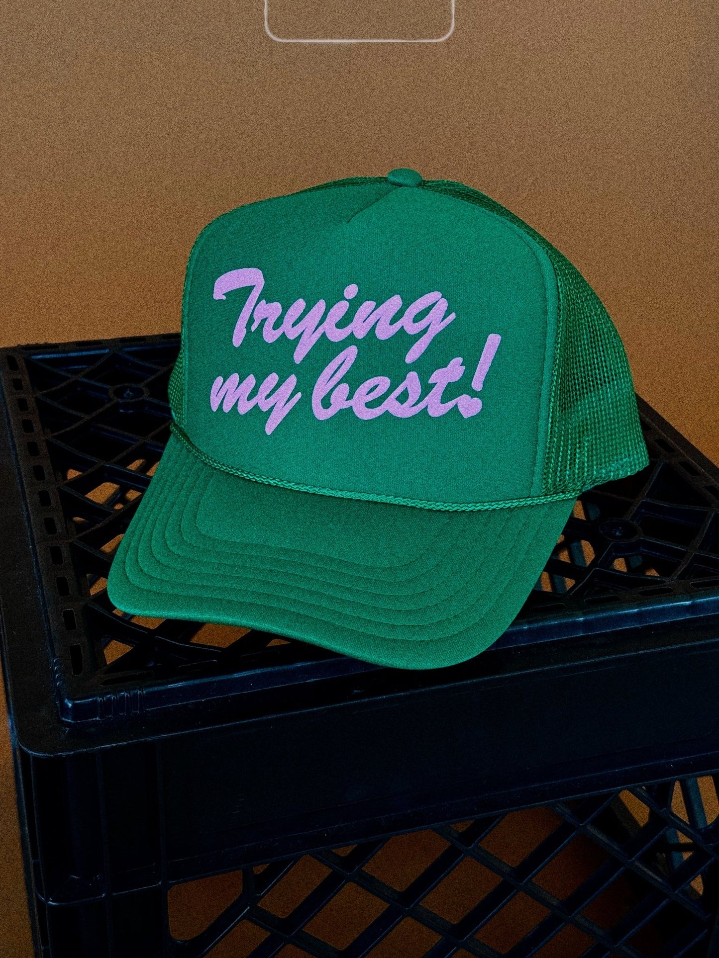Trying My Best Puff Print Trucker Hat - Dressed in Lala