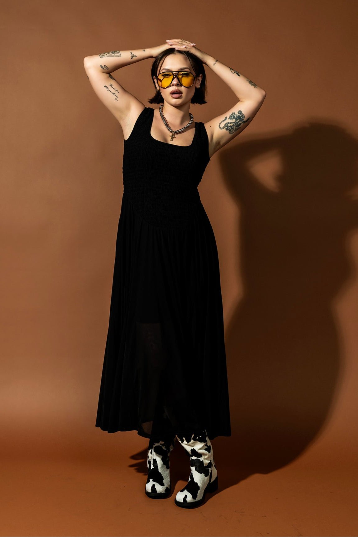 Vixen with a Vendetta Mesh Smocked Dress S Vixen with a Vendetta Mesh Smocked Dress S