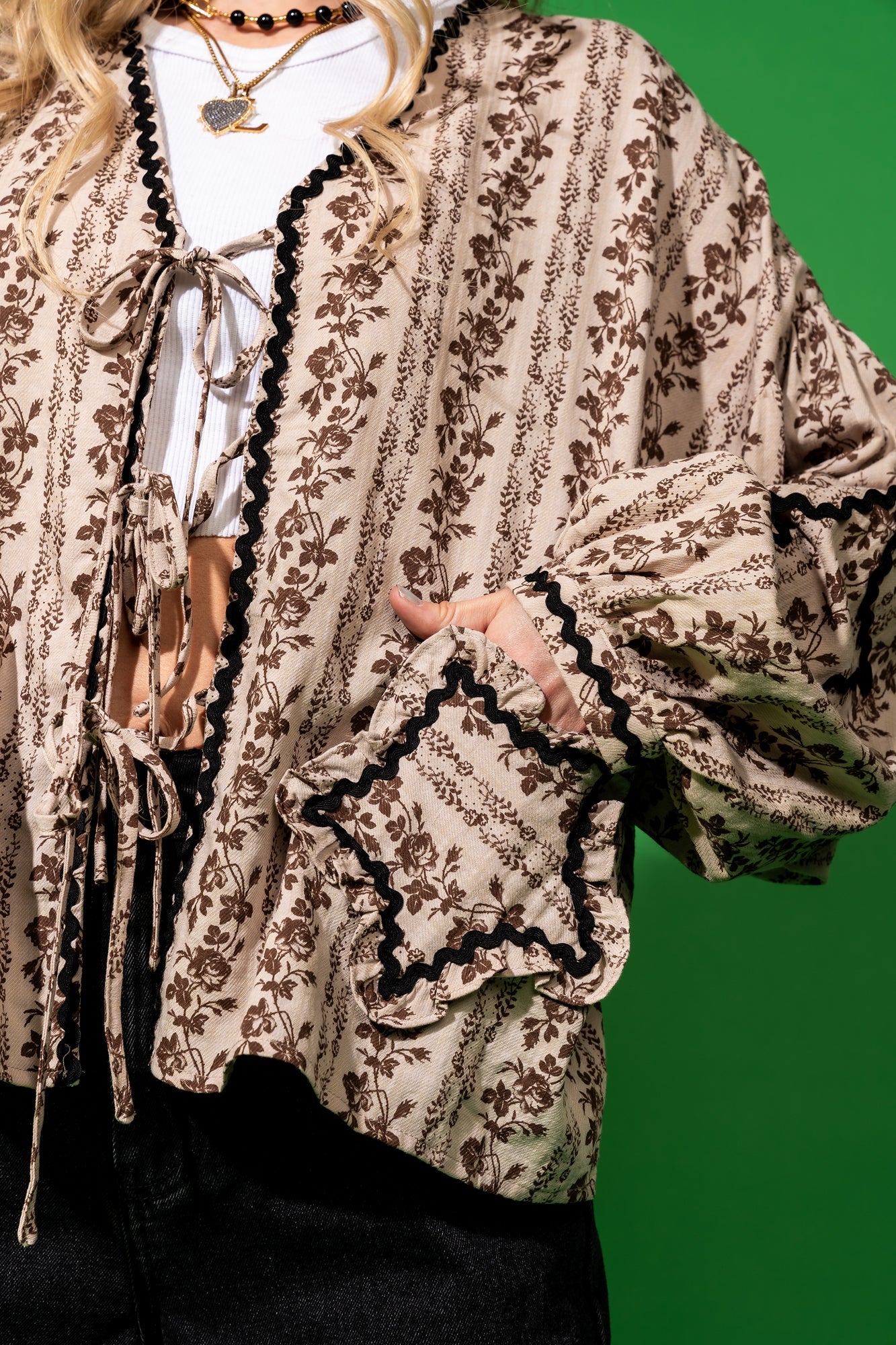 Why Not Tie Front Top in Vintage Florals - Dressed in Lala