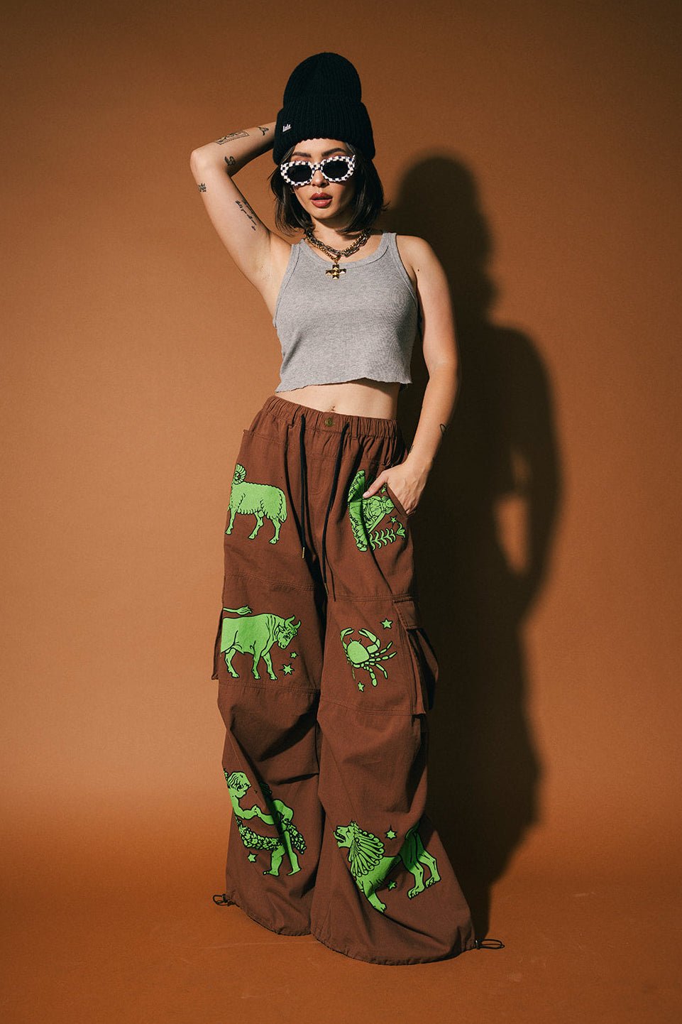 You Don't Own Me Ultra Wide Leg Cargo Pants in Star Signs *PREORDER* - Dressed in Lala