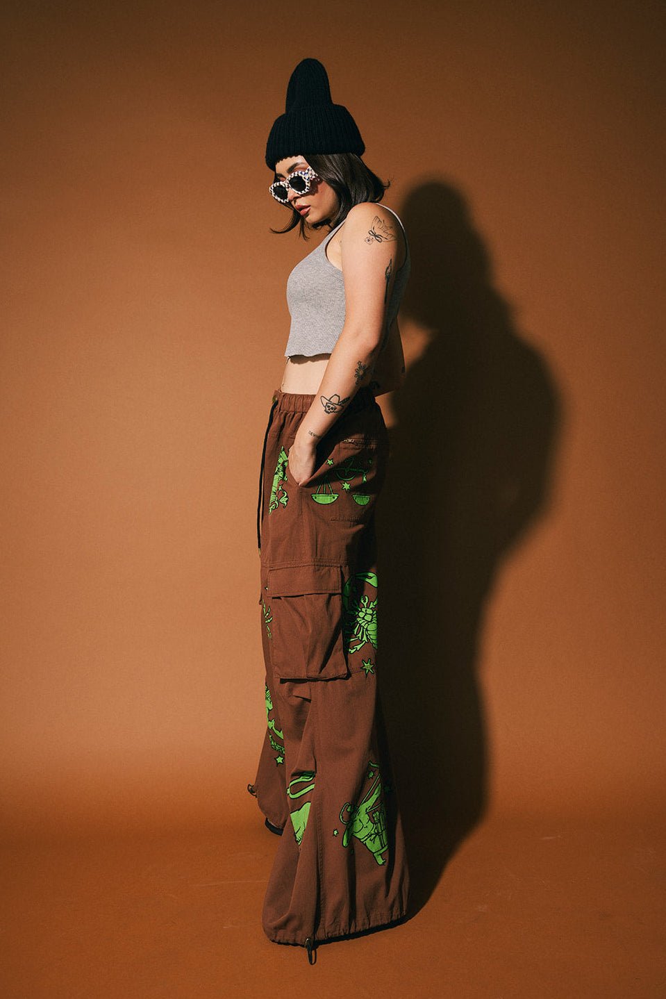 You Don't Own Me Ultra Wide Leg Cargo Pants in Star Signs *PREORDER* - Dressed in Lala