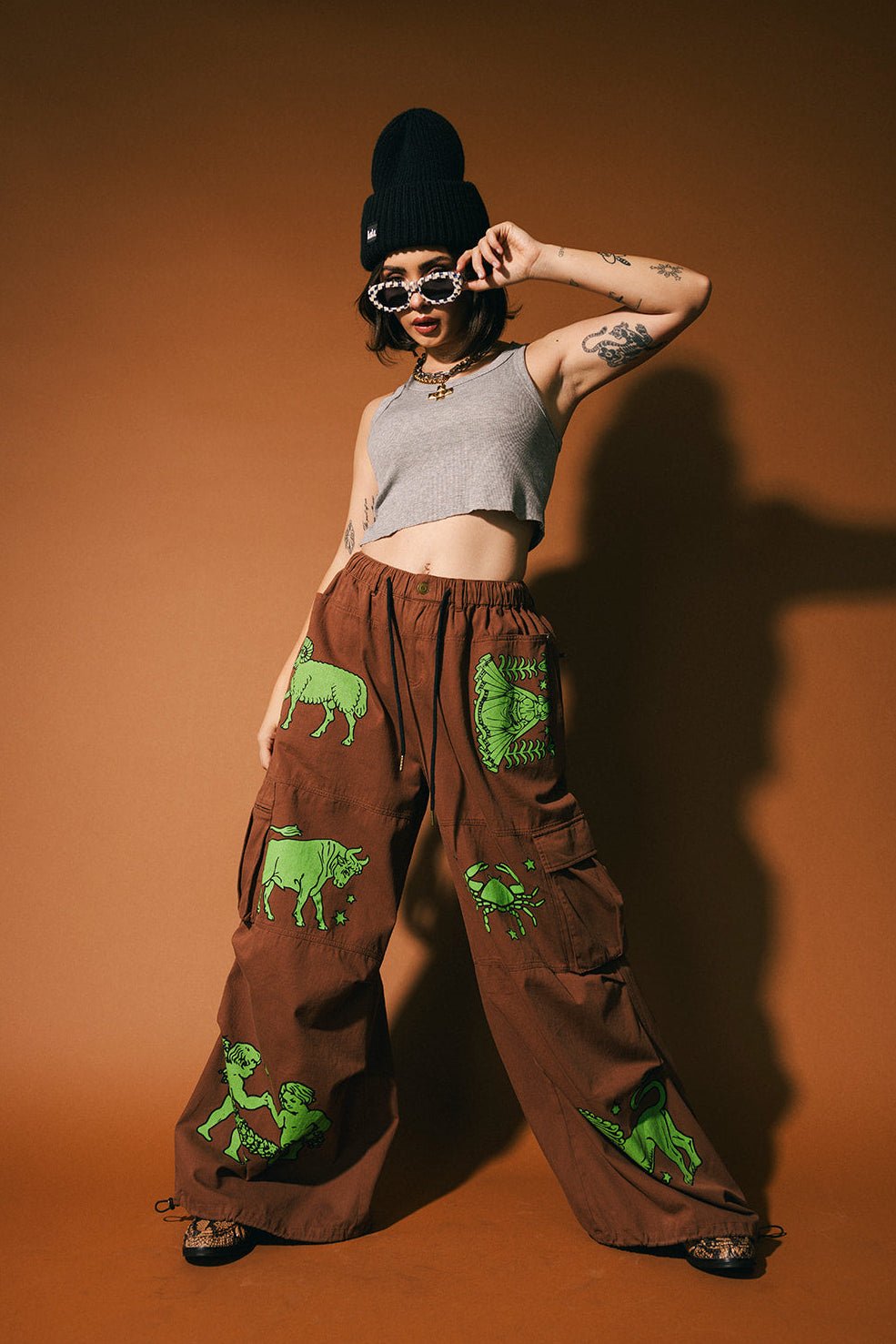 You Don't Own Me Ultra Wide Leg Cargo Pants in Star Signs *PREORDER* - Dressed in Lala