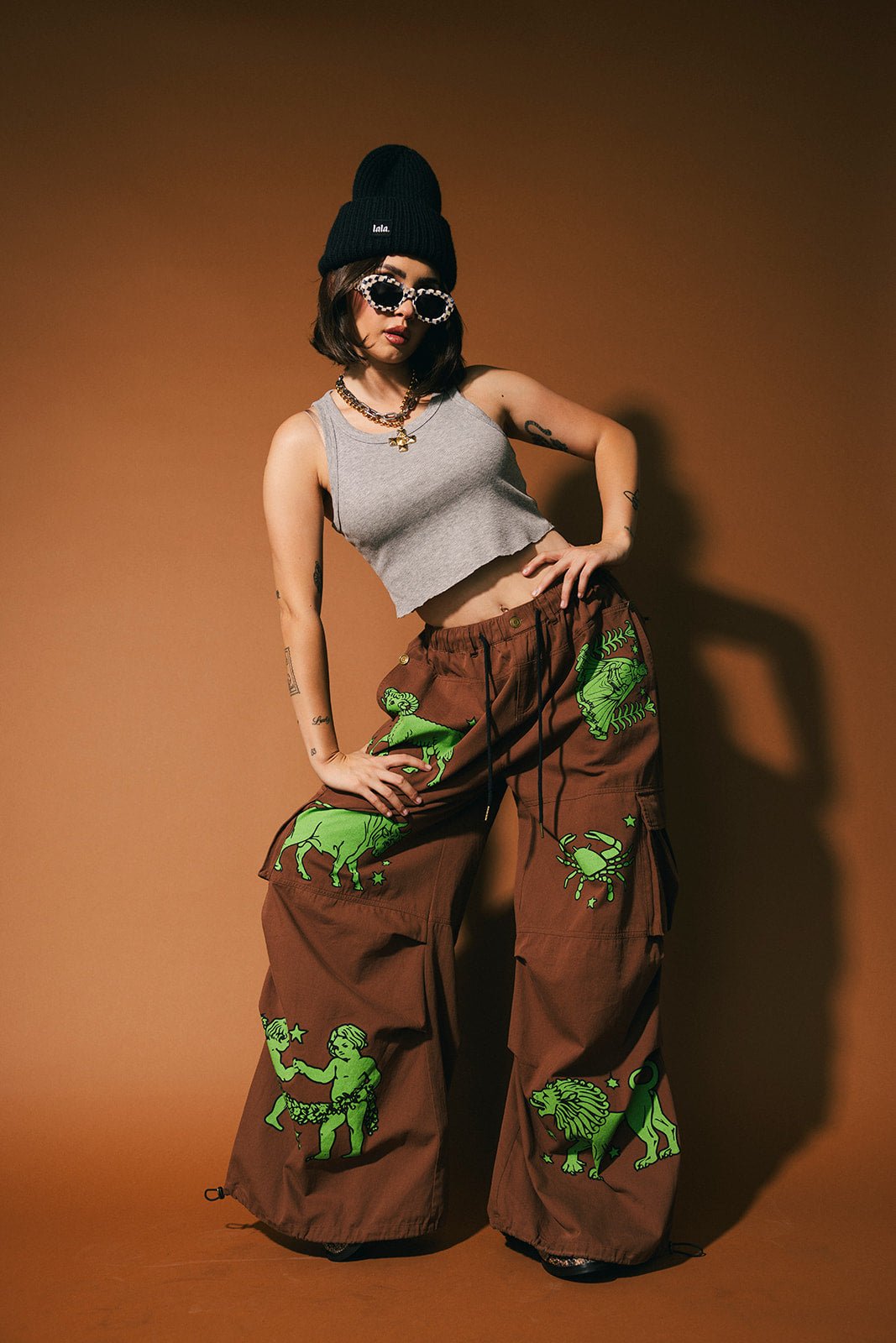 You Don't Own Me Ultra Wide Leg Cargo Pants in Star Signs *PREORDER* - Dressed in Lala