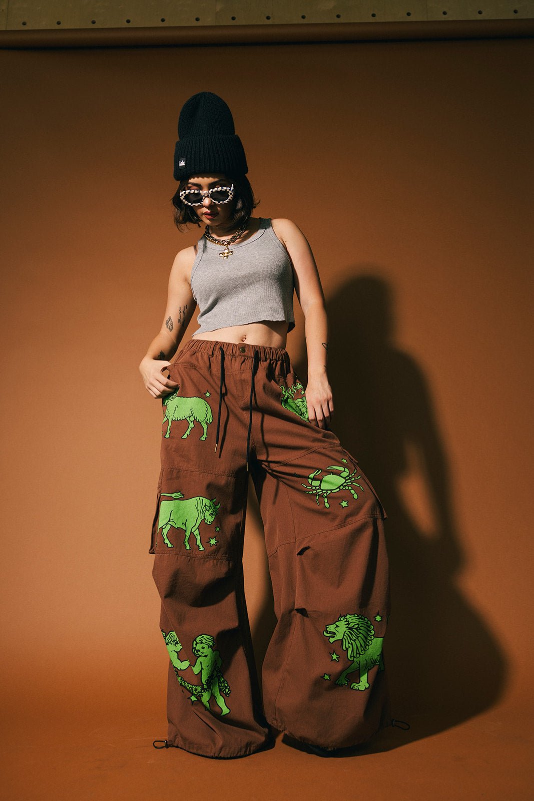 You Don't Own Me Ultra Wide Leg Cargo Pants in Star Signs *PREORDER* - Dressed in Lala