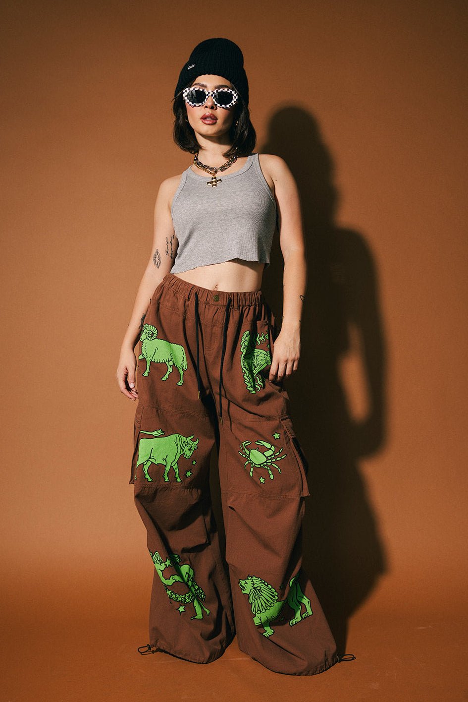 You Don't Own Me Ultra Wide Leg Cargo Pants in Star Signs *PREORDER* - Dressed in Lala