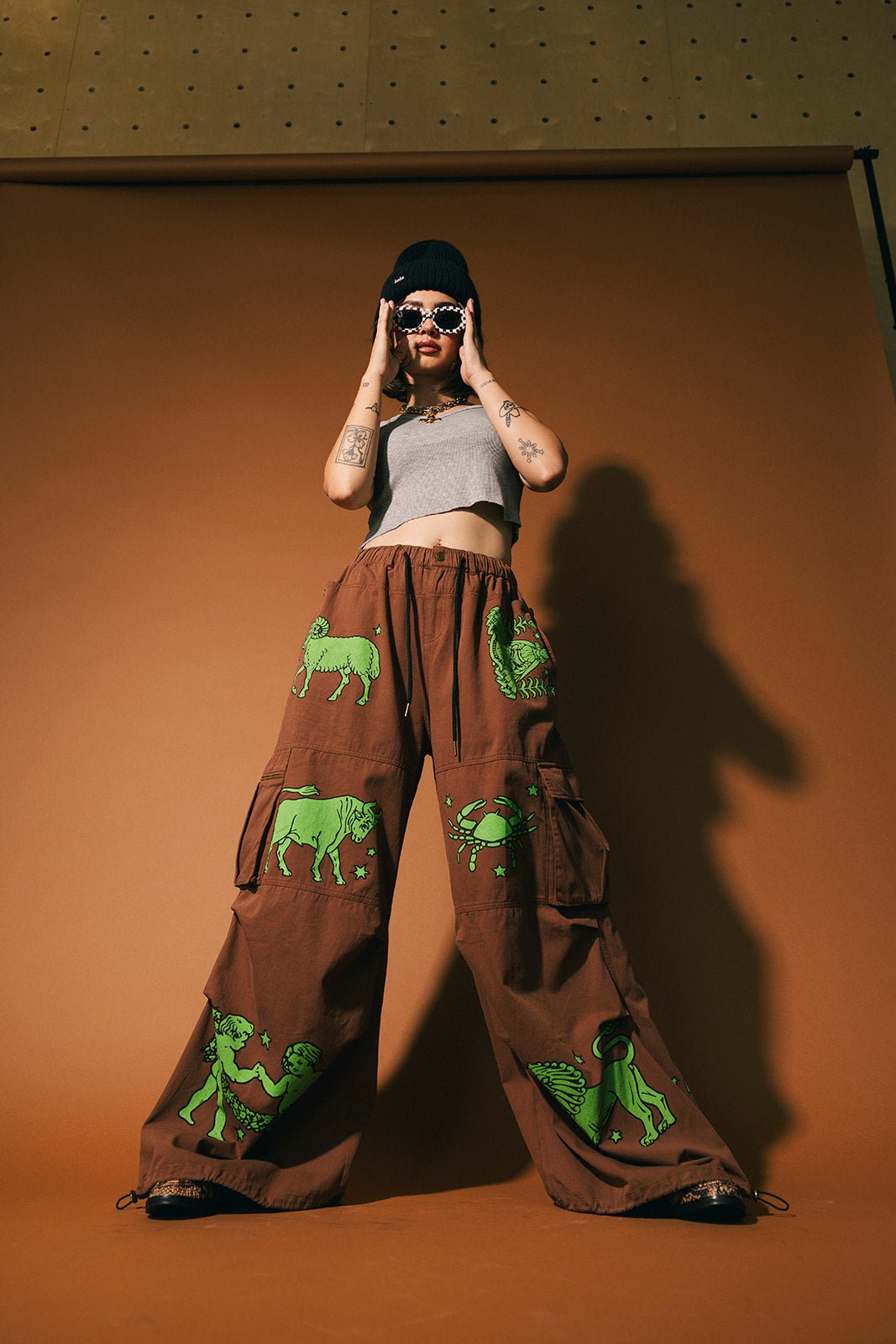 You Don't Own Me Ultra Wide Leg Cargo Pants in Star Signs *PREORDER* - Dressed in Lala