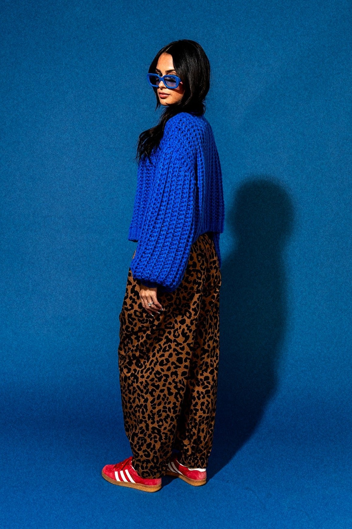 You Wish Hand Knit Chunky Cardigan in Blue - Dressed in Lala