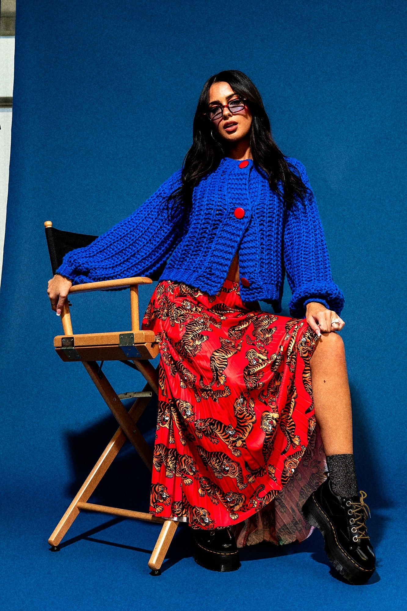 You Wish Hand Knit Chunky Cardigan in Blue - Dressed in Lala