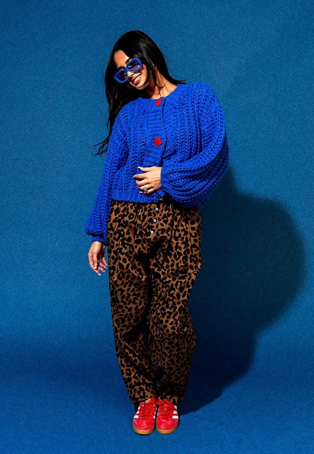 You Wish Hand Knit Chunky Cardigan in Blue - Dressed in Lala