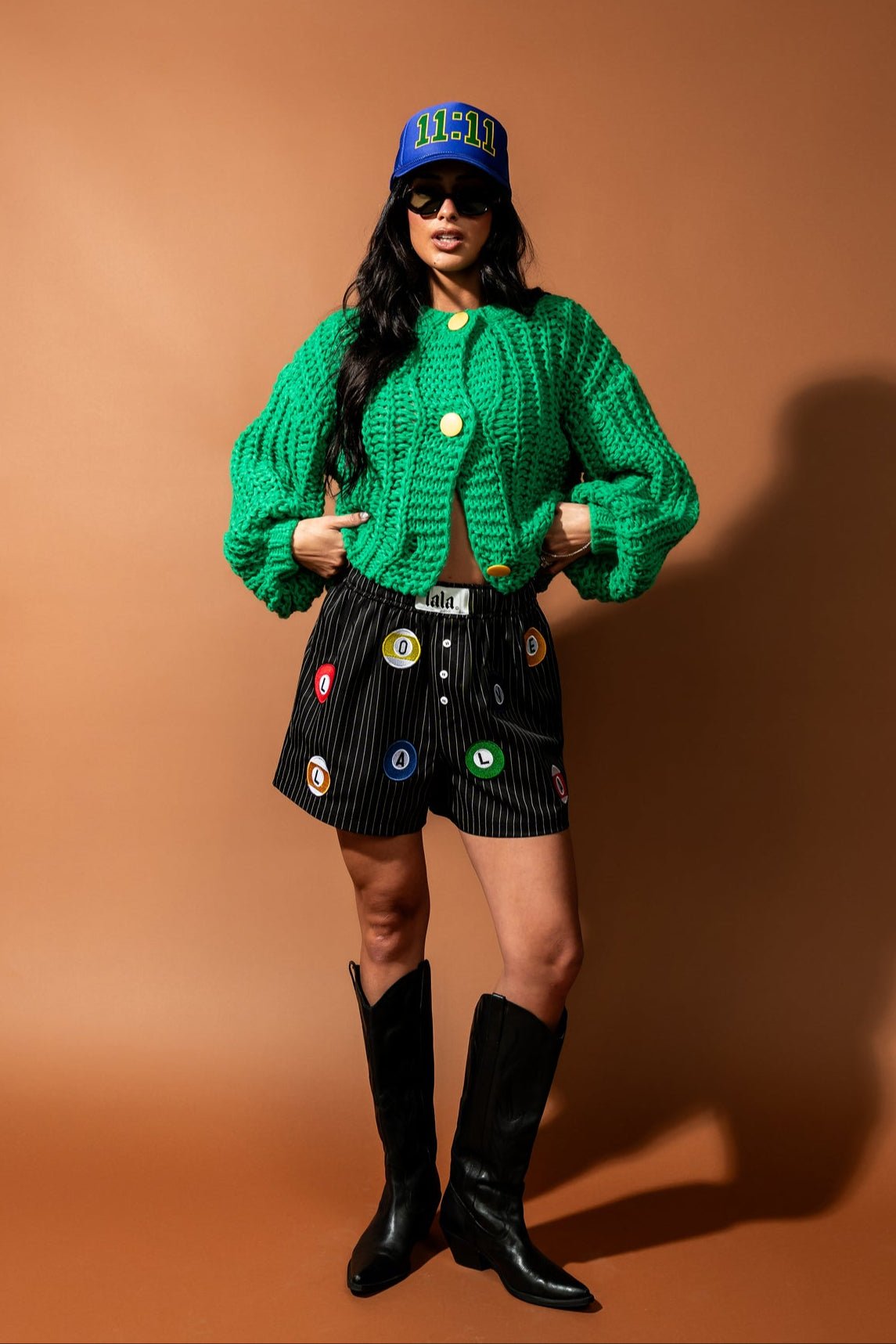 You Wish Hand Knit Chunky Cardigan in Green - Dressed in Lala