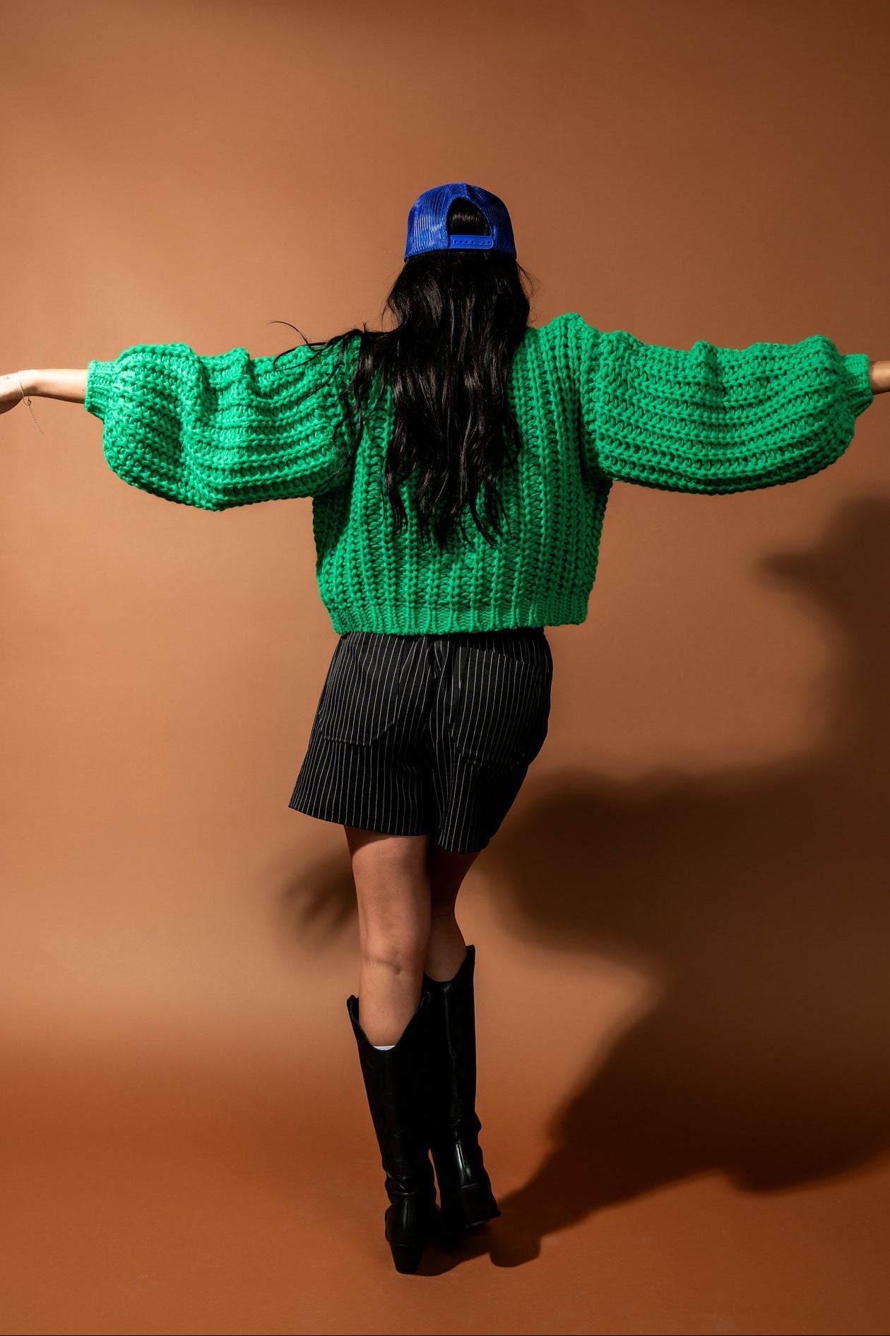 You Wish Hand Knit Chunky Cardigan in Green - Dressed in Lala