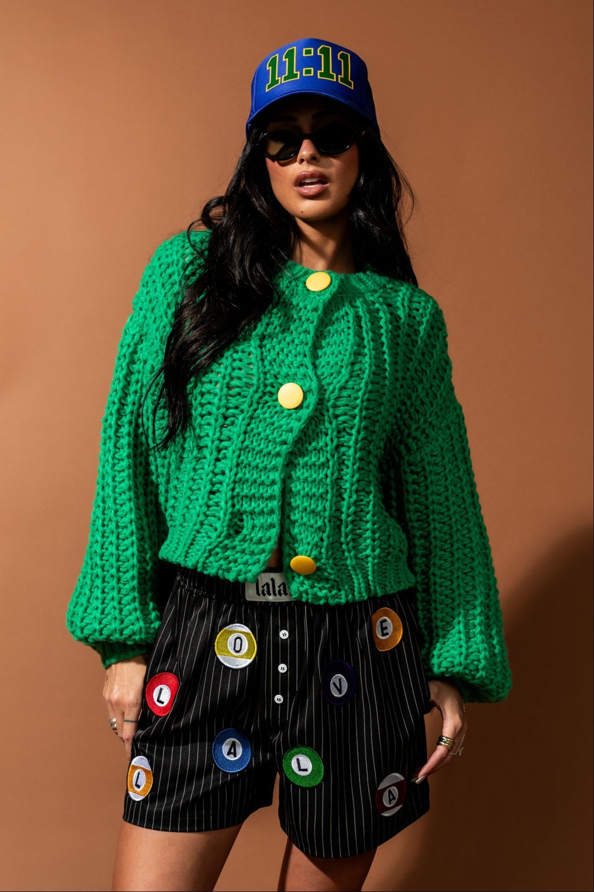 You Wish Hand Knit Chunky Cardigan in Green - Dressed in Lala