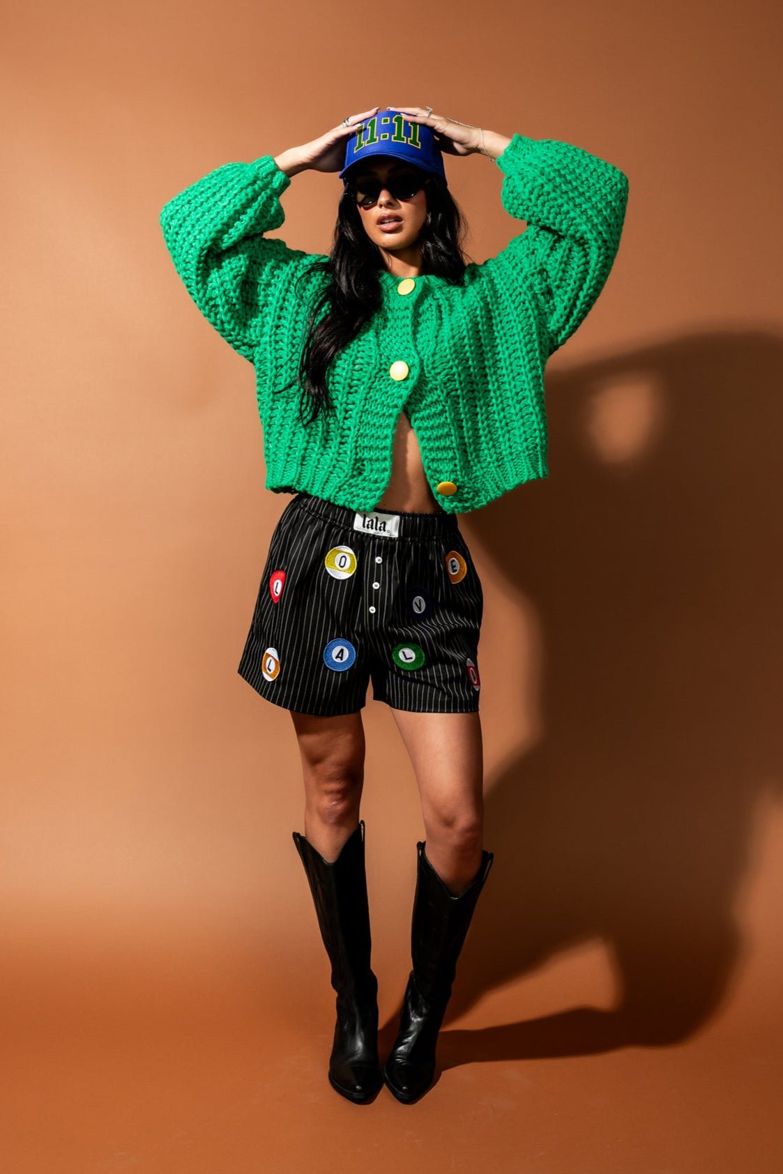 You Wish Hand Knit Chunky Cardigan in Green - Dressed in Lala