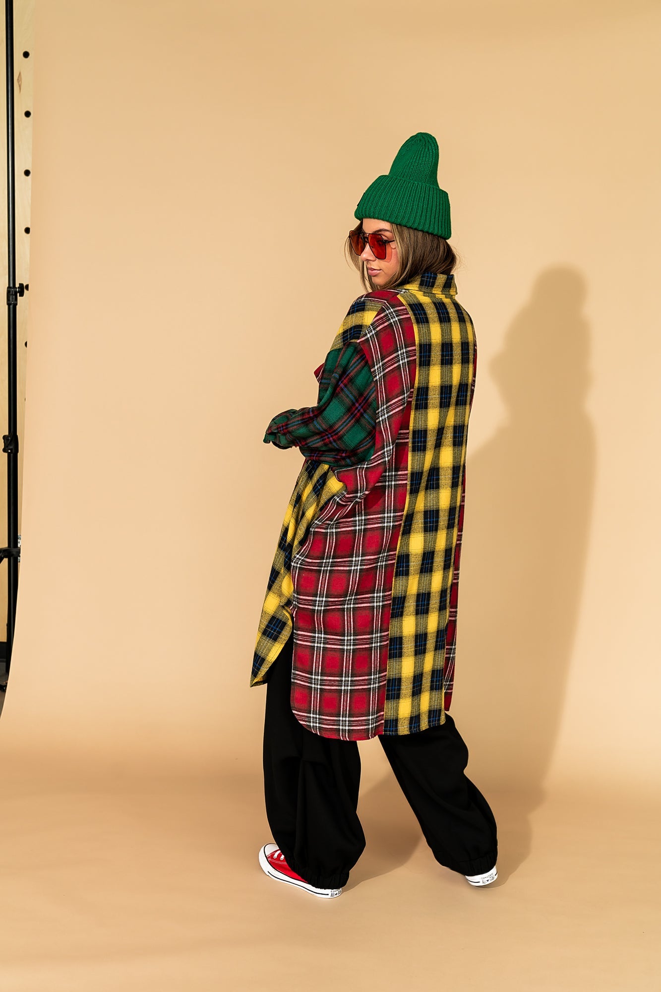 Zuri Oversized Grunge Flannel in Color Block Patchwork - Dressed in Lala