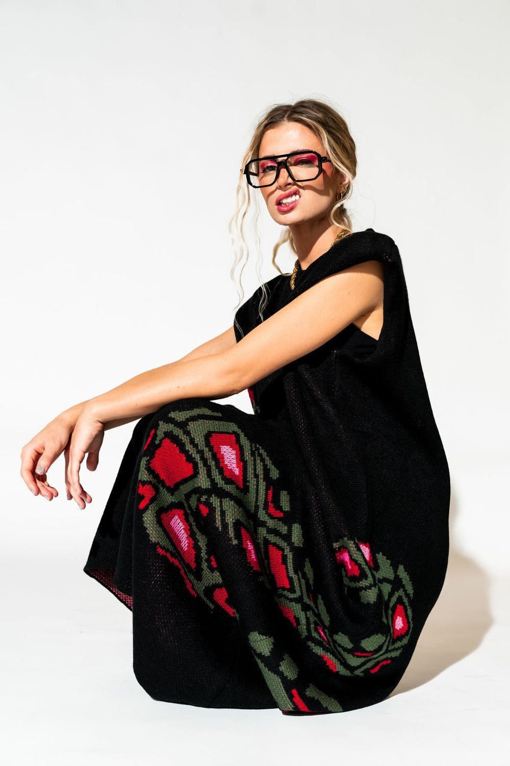Big Reputation Oversized Knit Maxi Dress in Snake