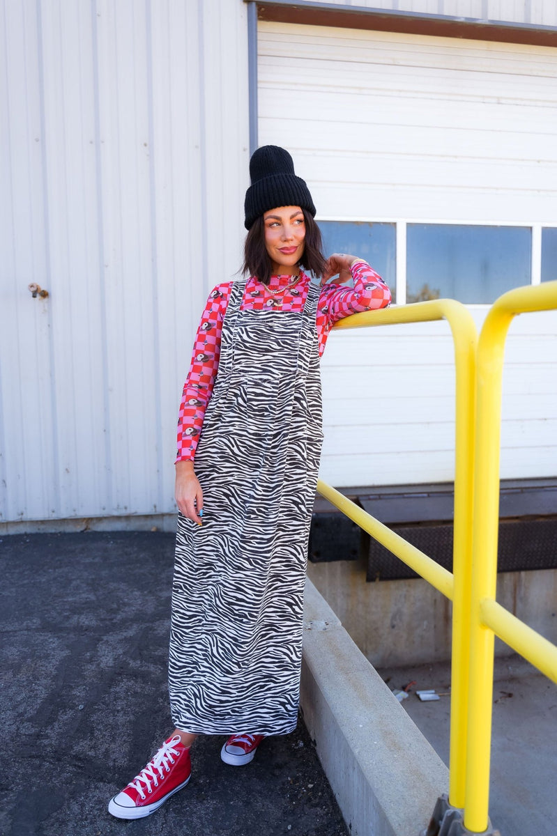 Striped denim overall dress discount