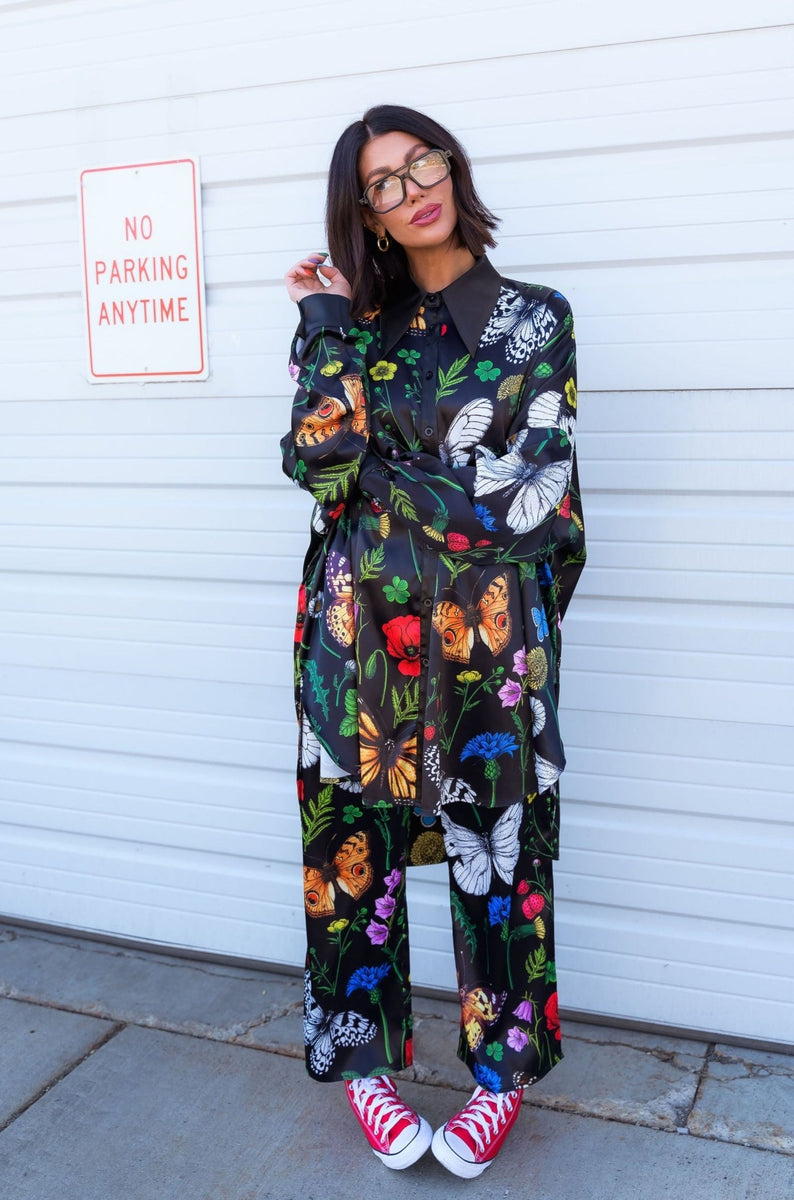 Posh Satin Playsuit in Folklore Florals Dressed in Lala