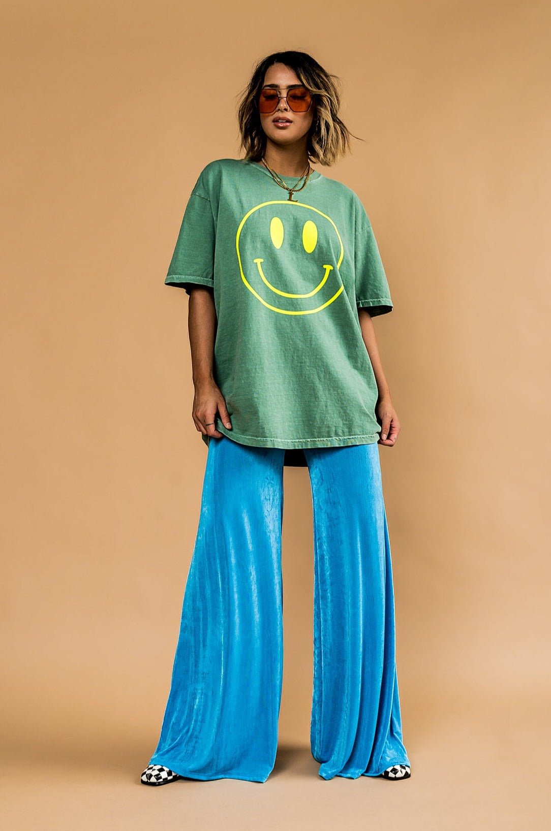 The World Needs Your Magic Oversized Tee in Sage + Neon