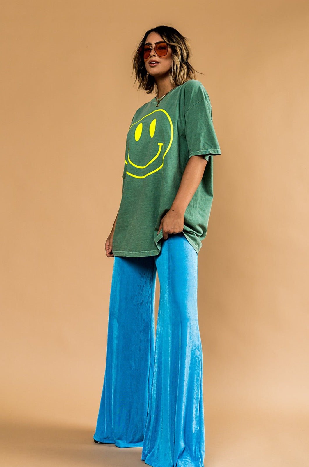 The World Needs Your Magic Oversized Tee in Sage + Neon