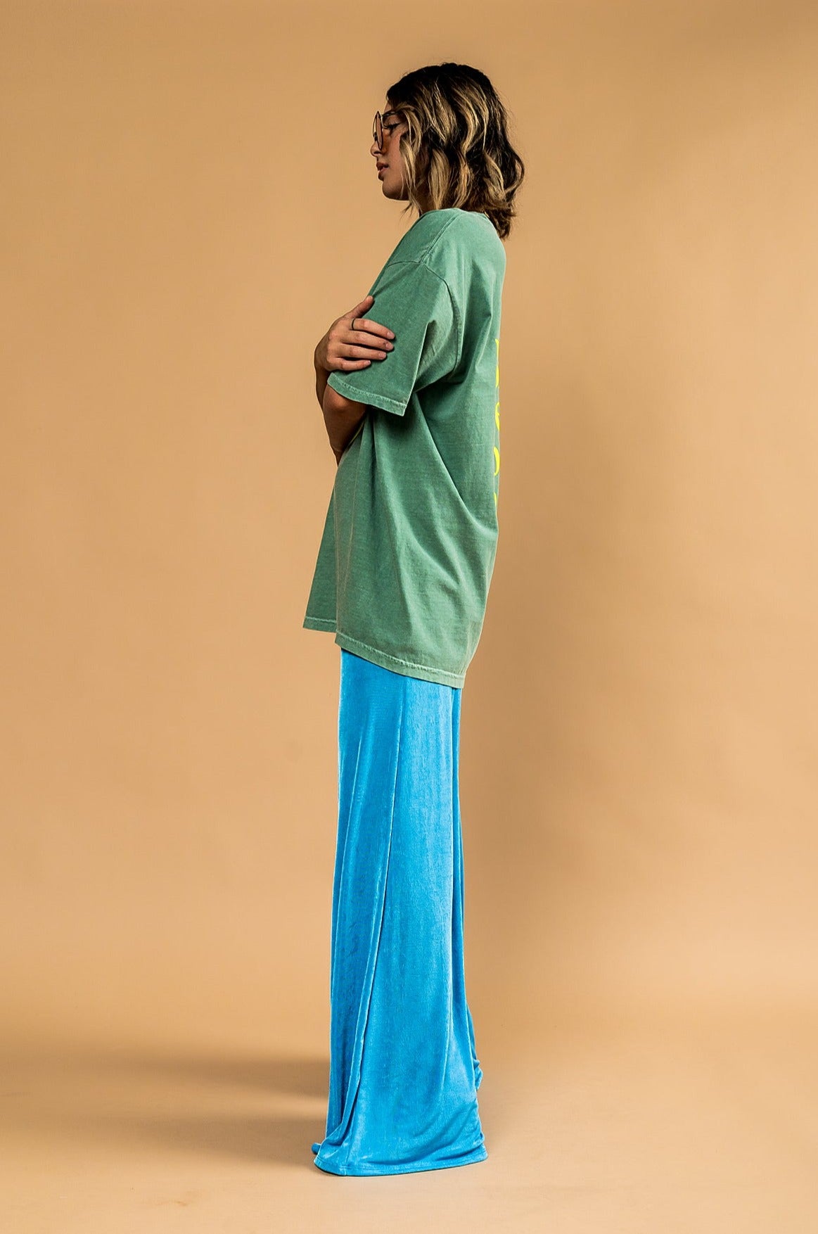 The World Needs Your Magic Oversized Tee in Sage + Neon