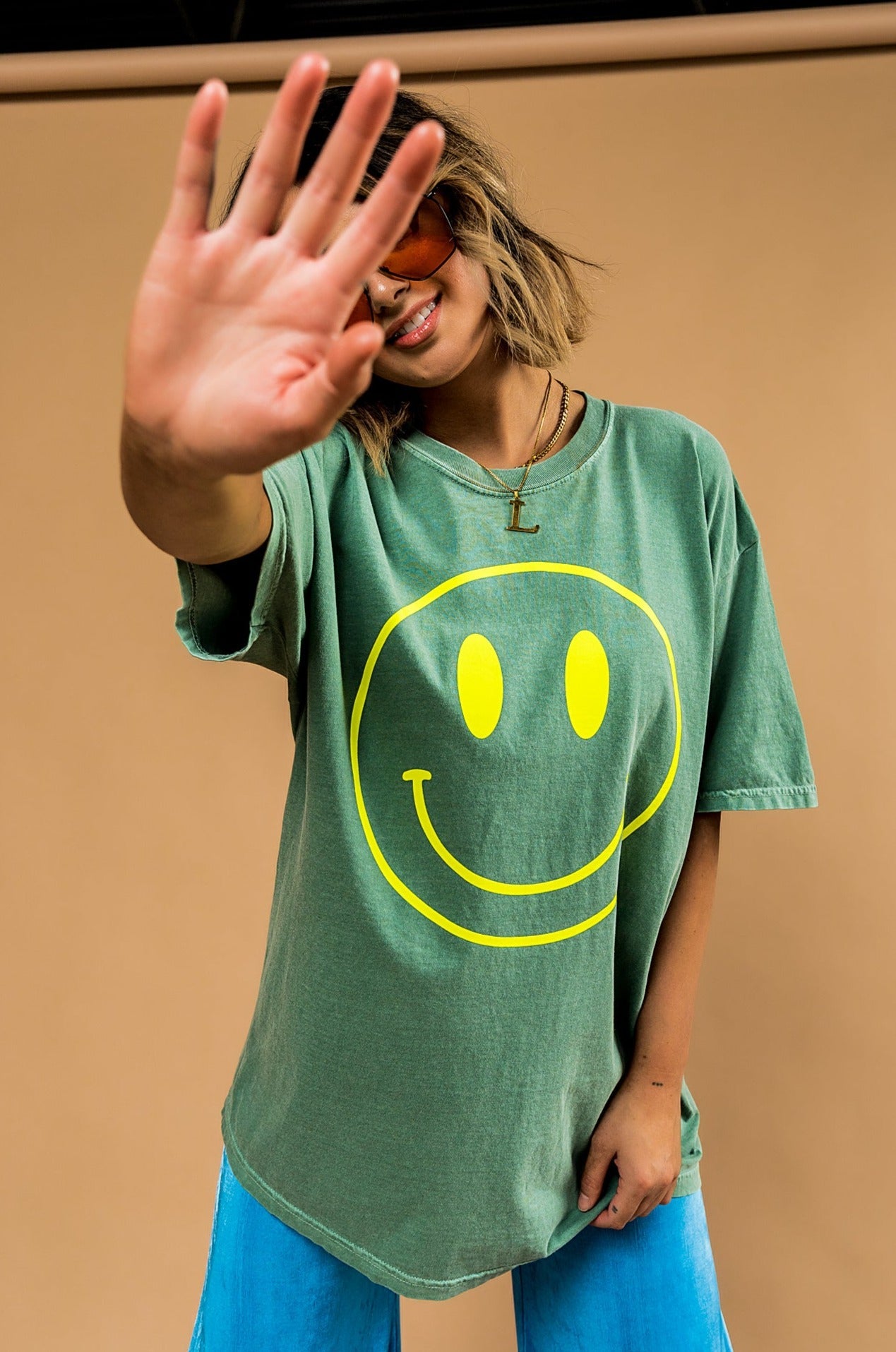 The World Needs Your Magic Oversized Tee in Sage + Neon