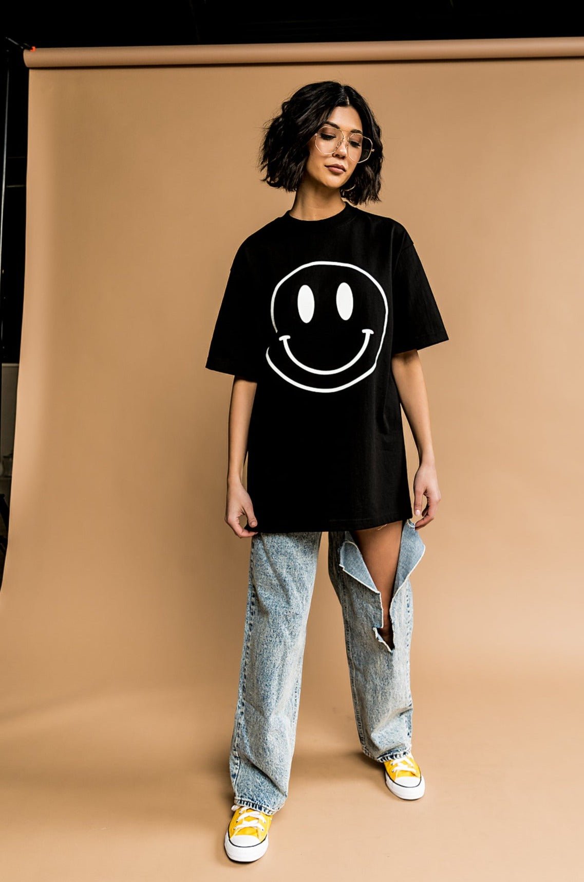 The World Needs Your Magic Oversized Tee in Black + White