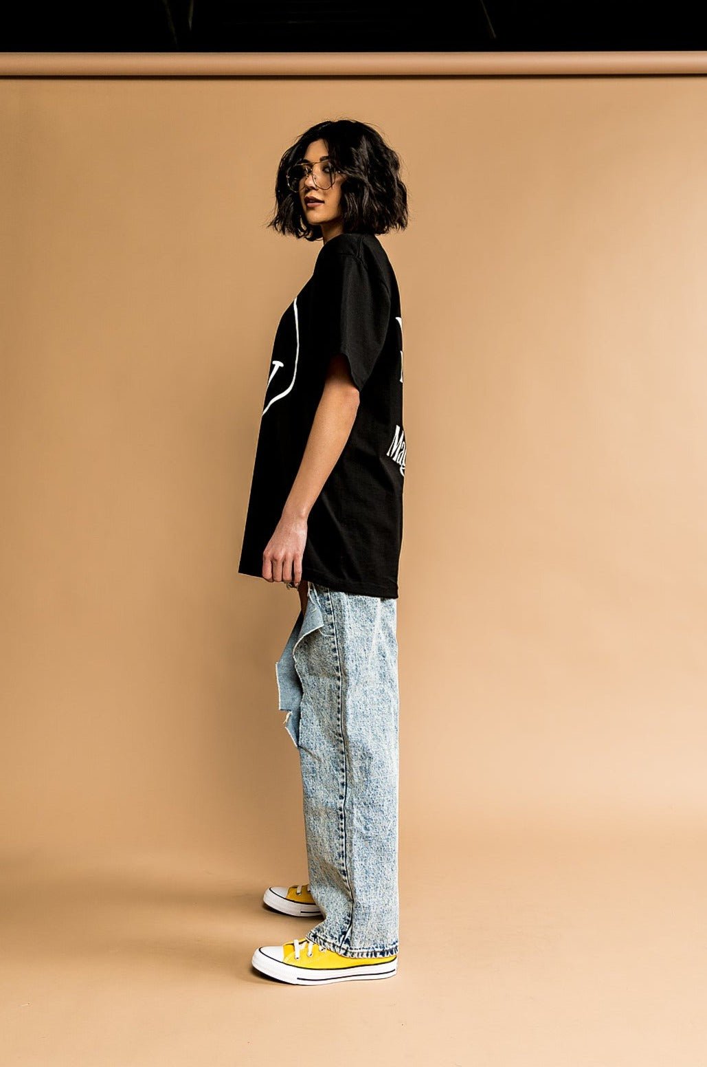 The World Needs Your Magic Oversized Tee in Black + White