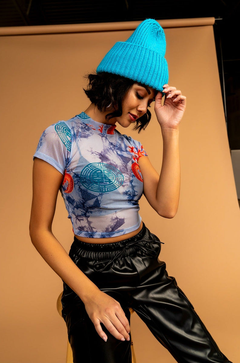 Grunge Chic Beanie in Electric Blue Dressed in Lala