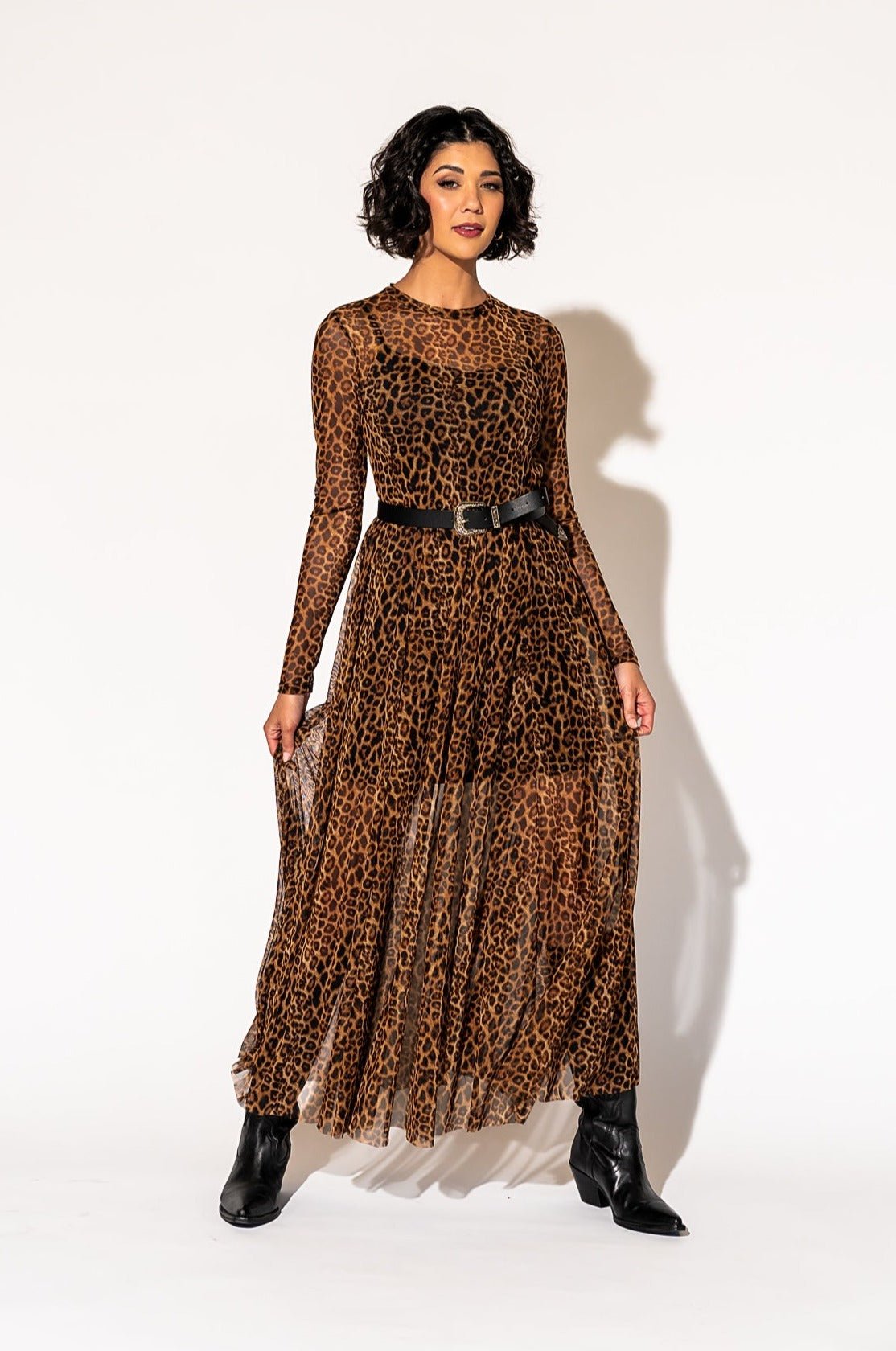More You Mesh Maxi Dress in Leopard