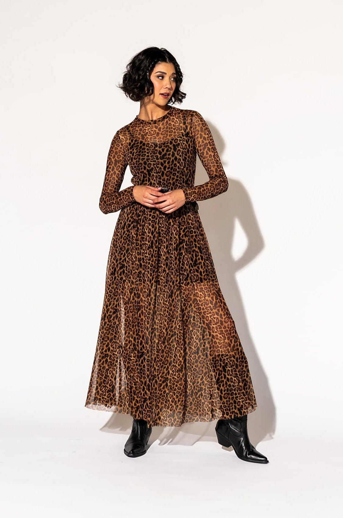 More You Mesh Maxi Dress in Leopard
