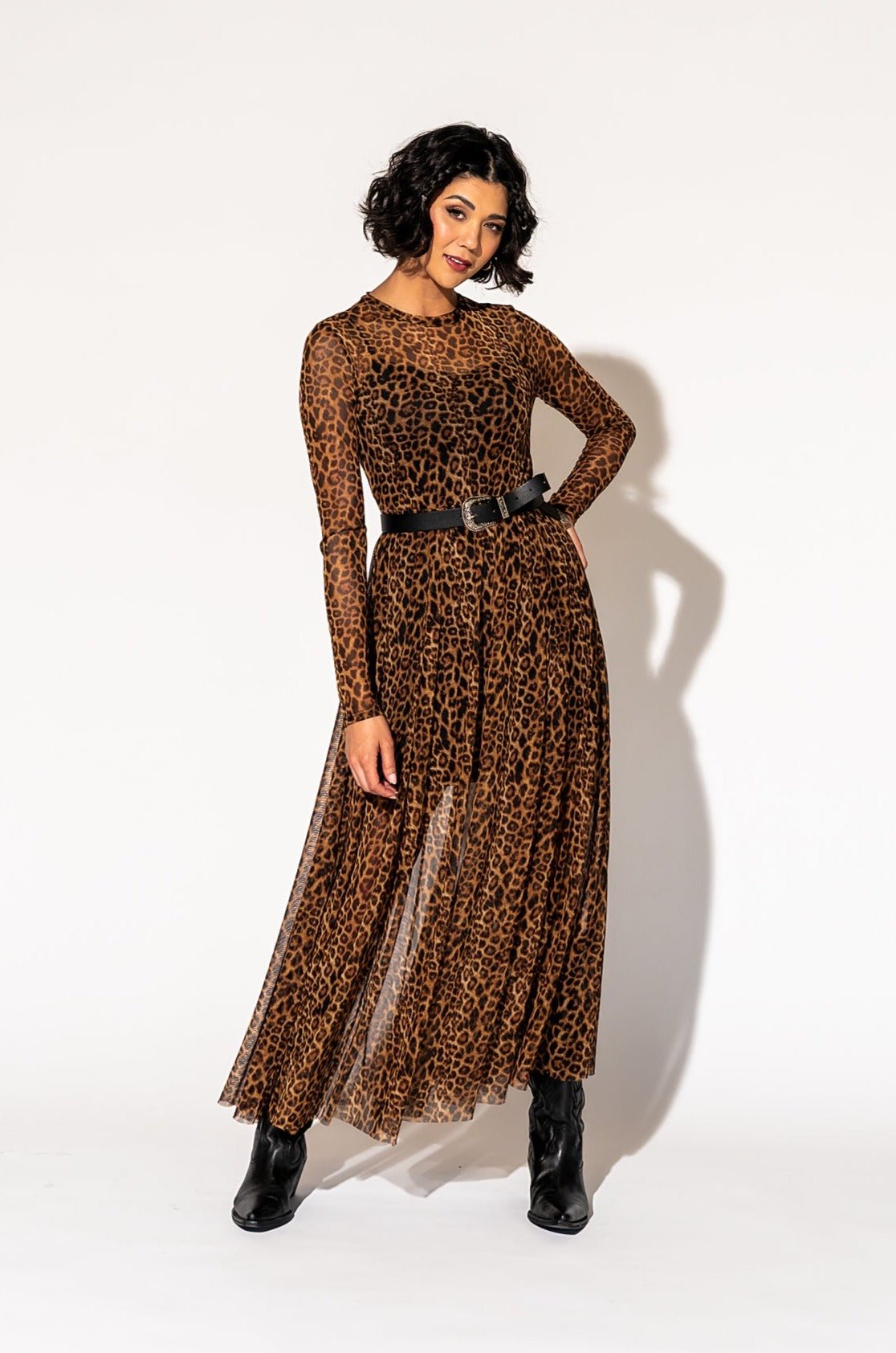 More You Mesh Maxi Dress in Leopard