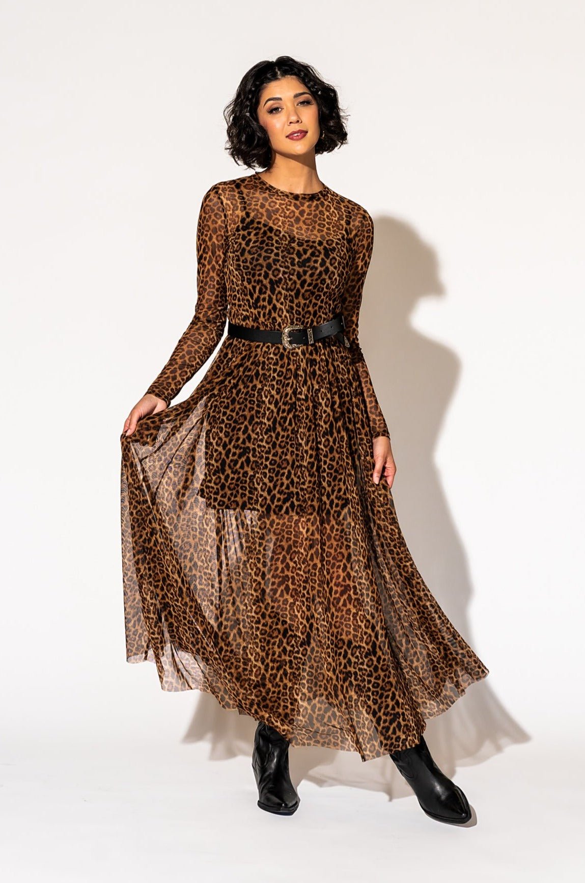 More You Mesh Maxi Dress in Leopard
