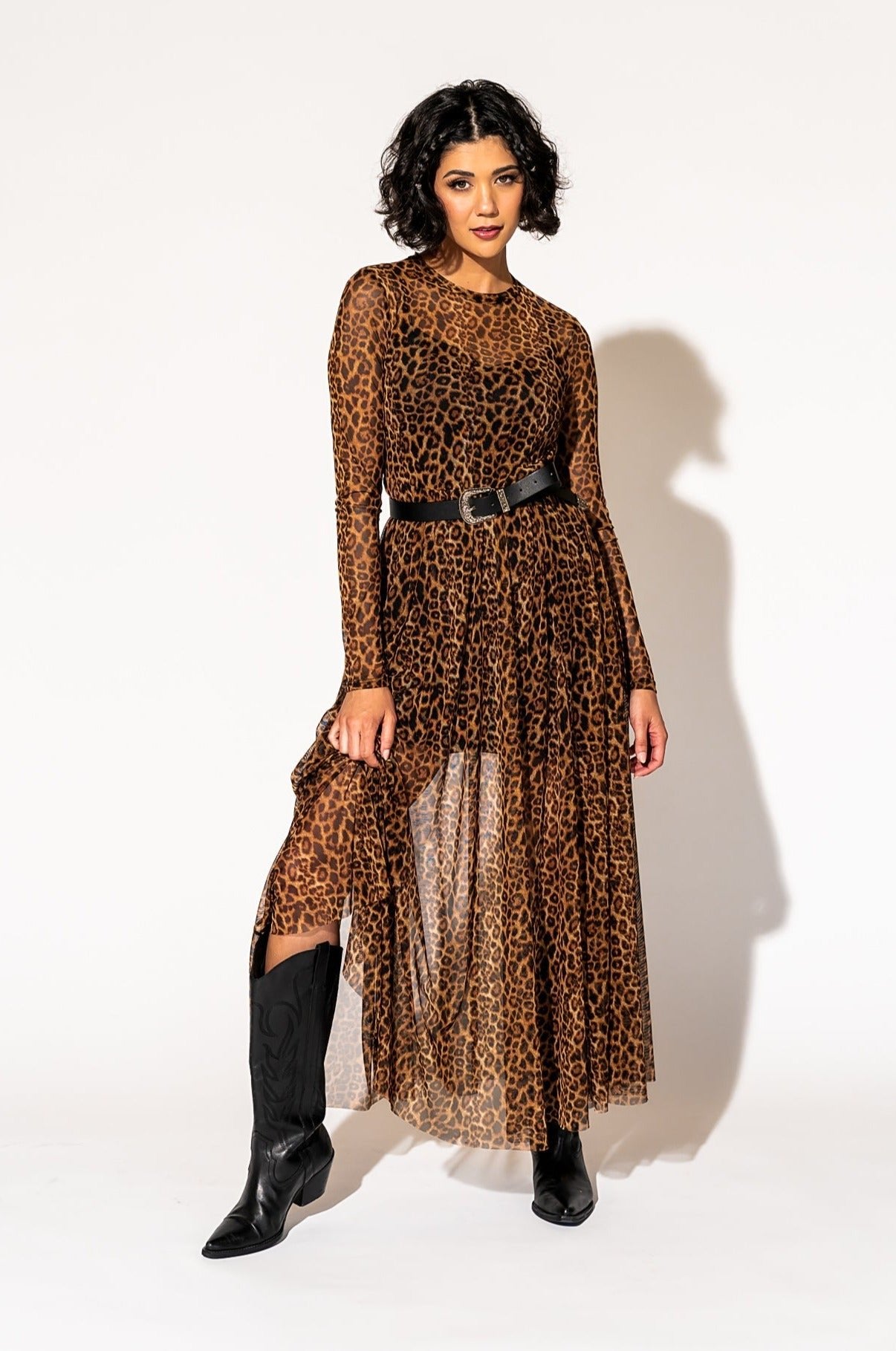 More You Mesh Maxi Dress in Leopard