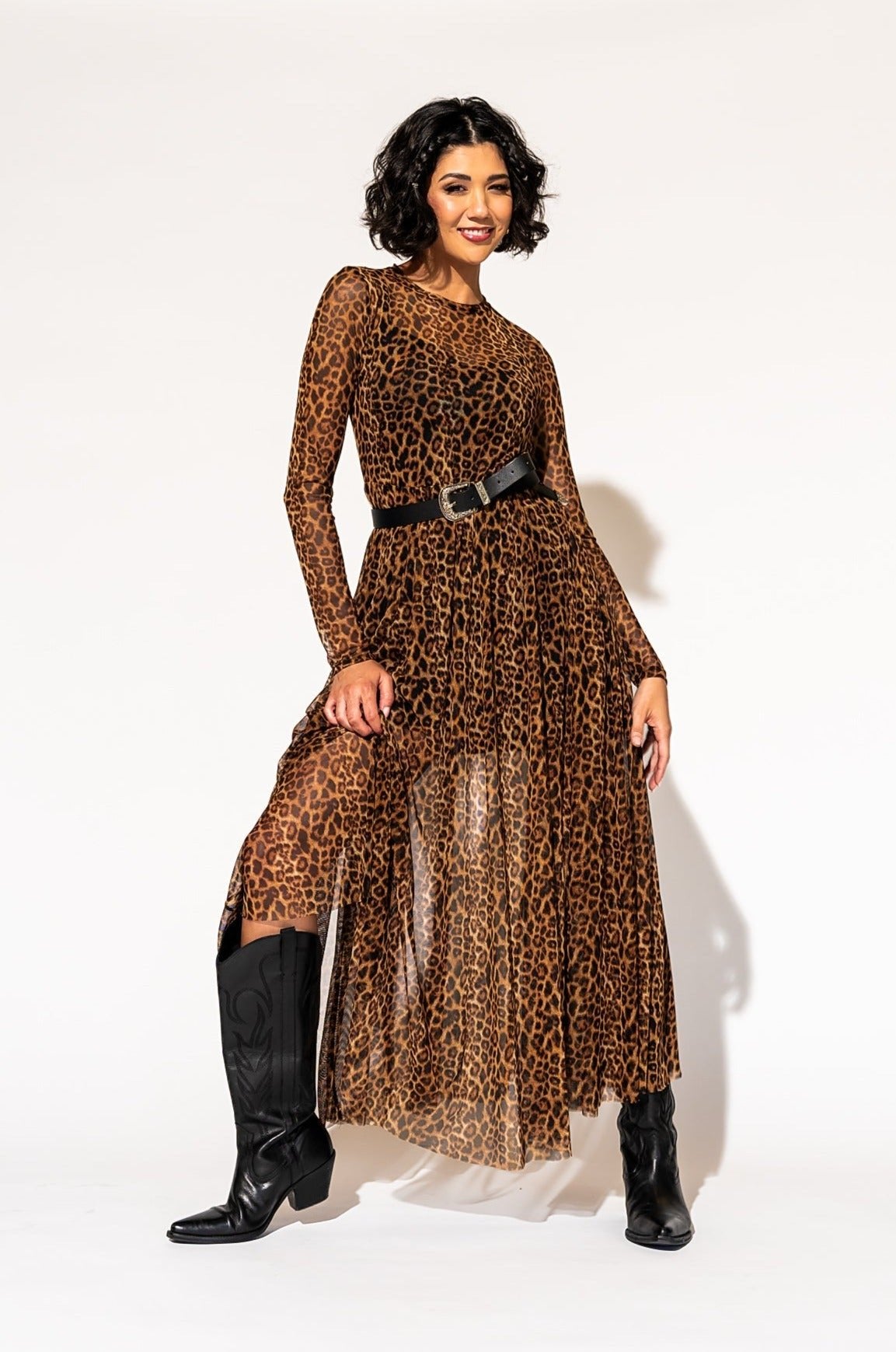 More You Mesh Maxi Dress in Leopard