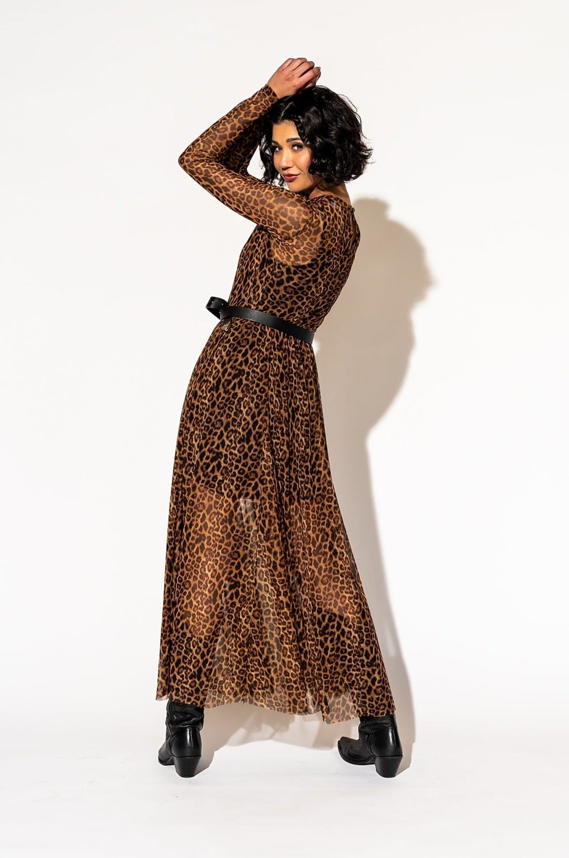 More You Mesh Maxi Dress in Leopard