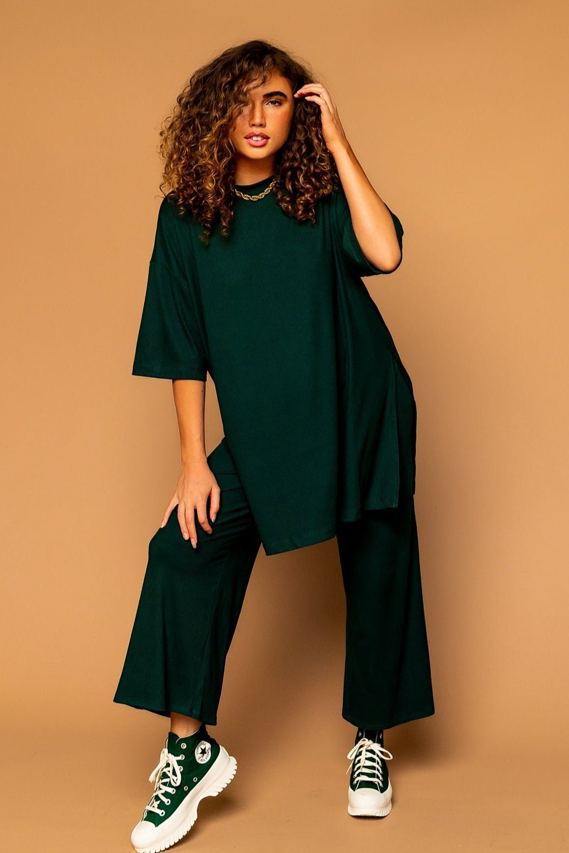 dressed in lala poshmark Emerald Lex Ribbed Playsuit - Matching Set