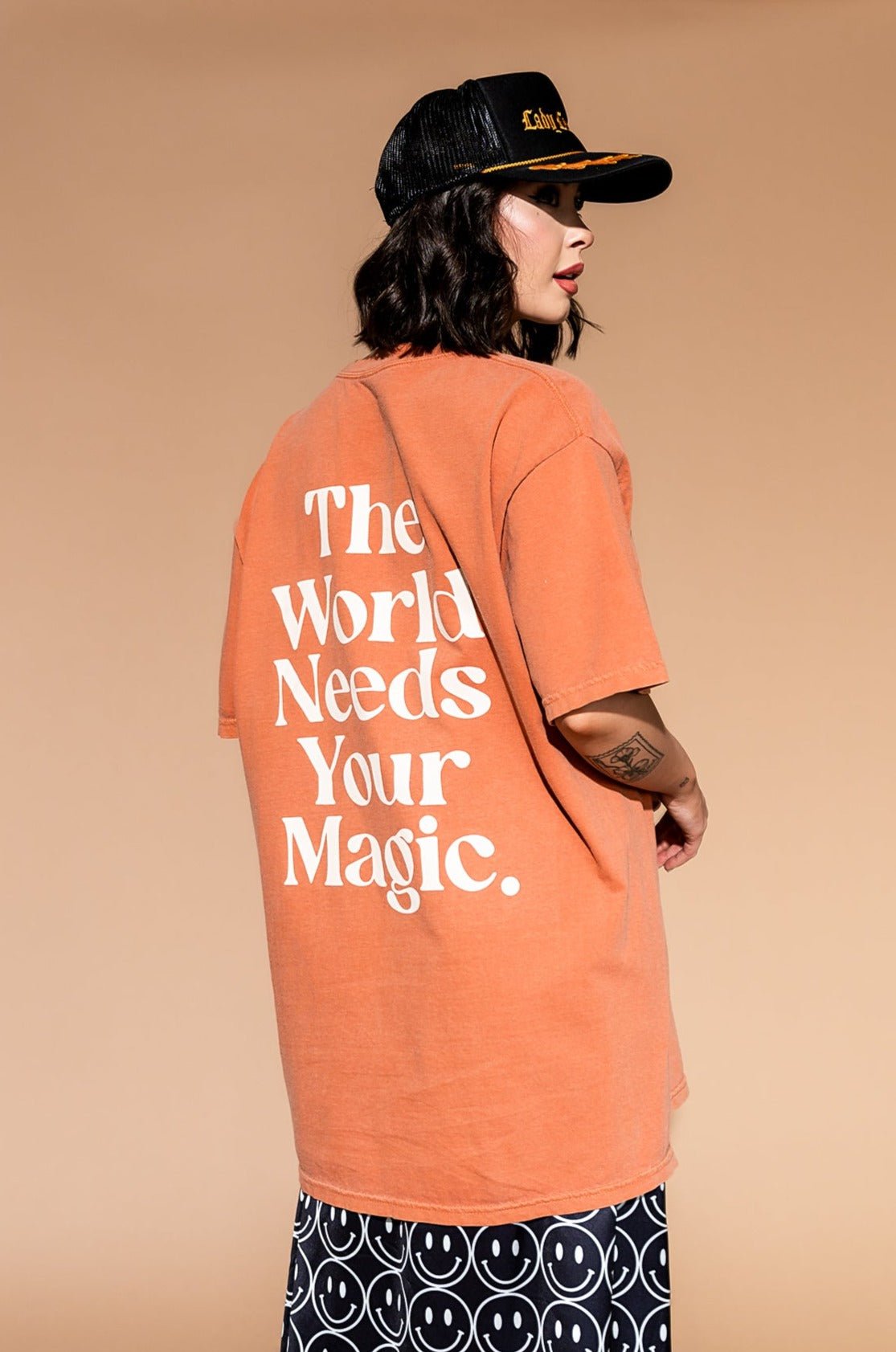The World Needs Your Magic Oversized Tee in Sunset
