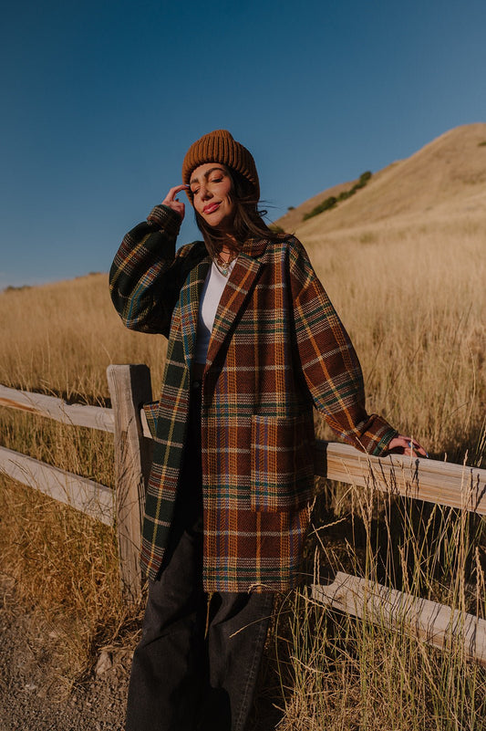Scorpio 2.0 Half + Half Oversized Coat in Pine + Brown